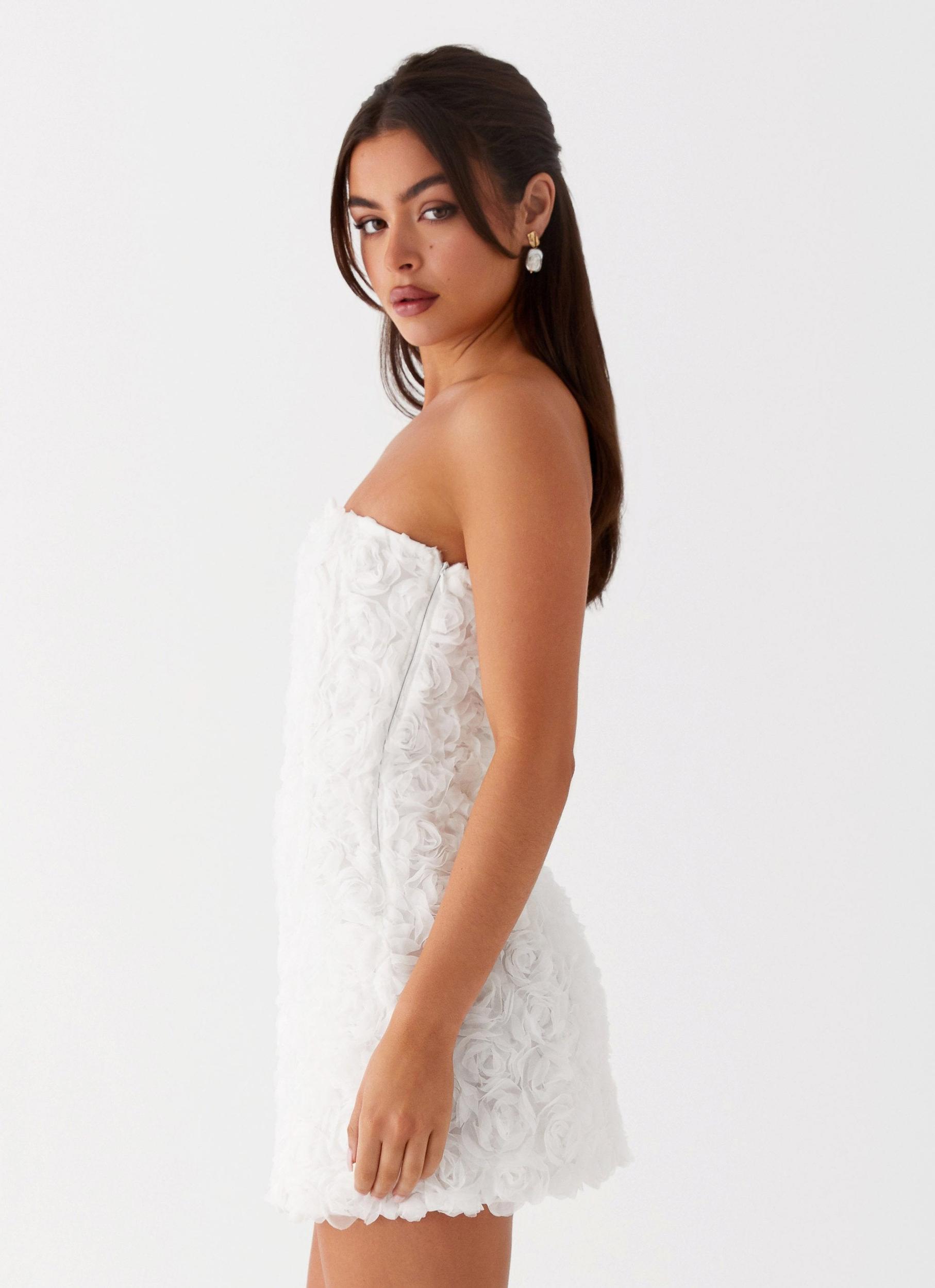 Ayanna Strapless Mini Dress - White Product Image