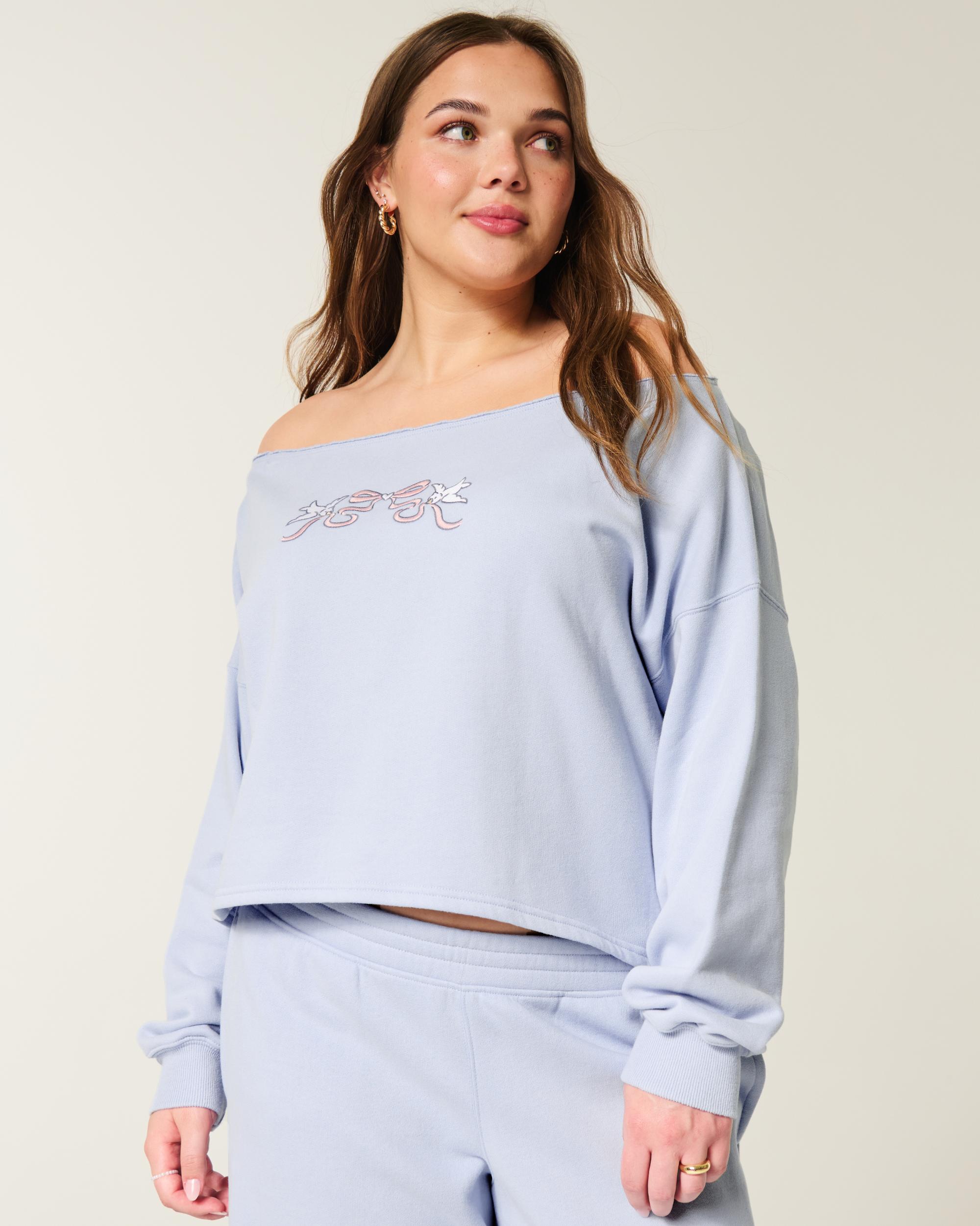 Easy Graphic Double Off-the-Shoulder Sweatshirt Product Image
