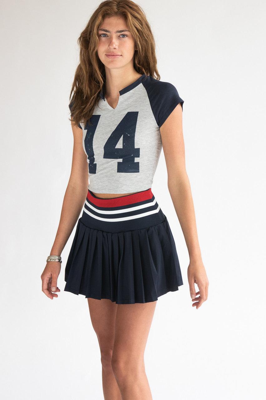 Striped Waist Pleated Skort Product Image