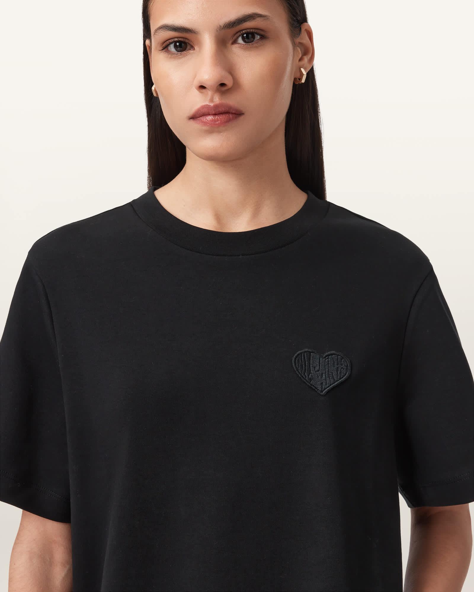 Lover Lisa Embroidered T-Shirt Black | ALLSAINTS US Product Image