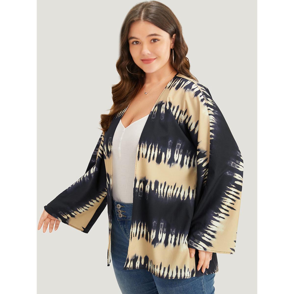 Plus Size Halloween Tie Dye Print Open Front Kimono Women Champagne Casual Printed Dailywear Kimonos BloomChic 14-16/1X Product Image