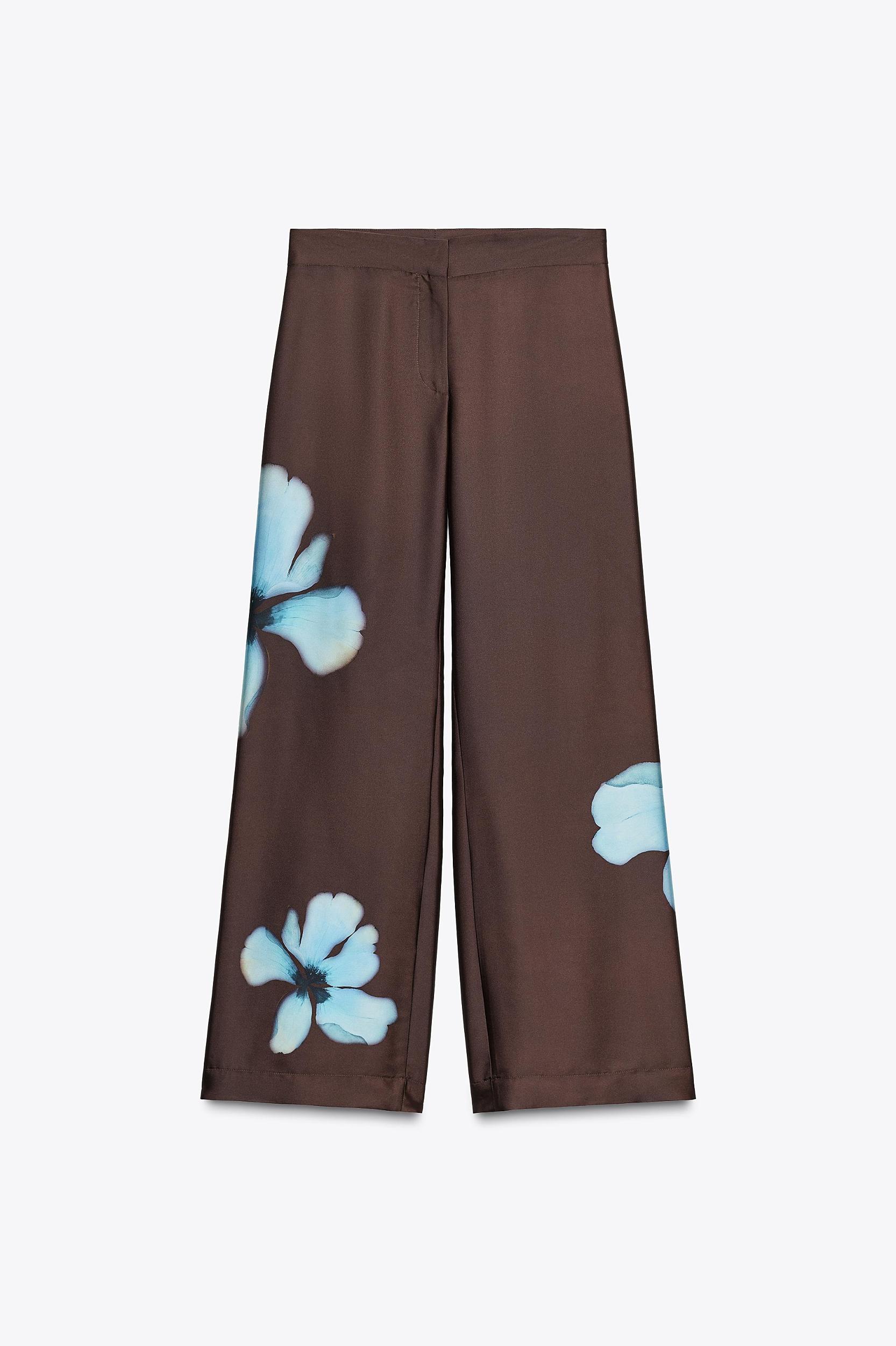 FLORAL PRINT SATIN PANTS Product Image