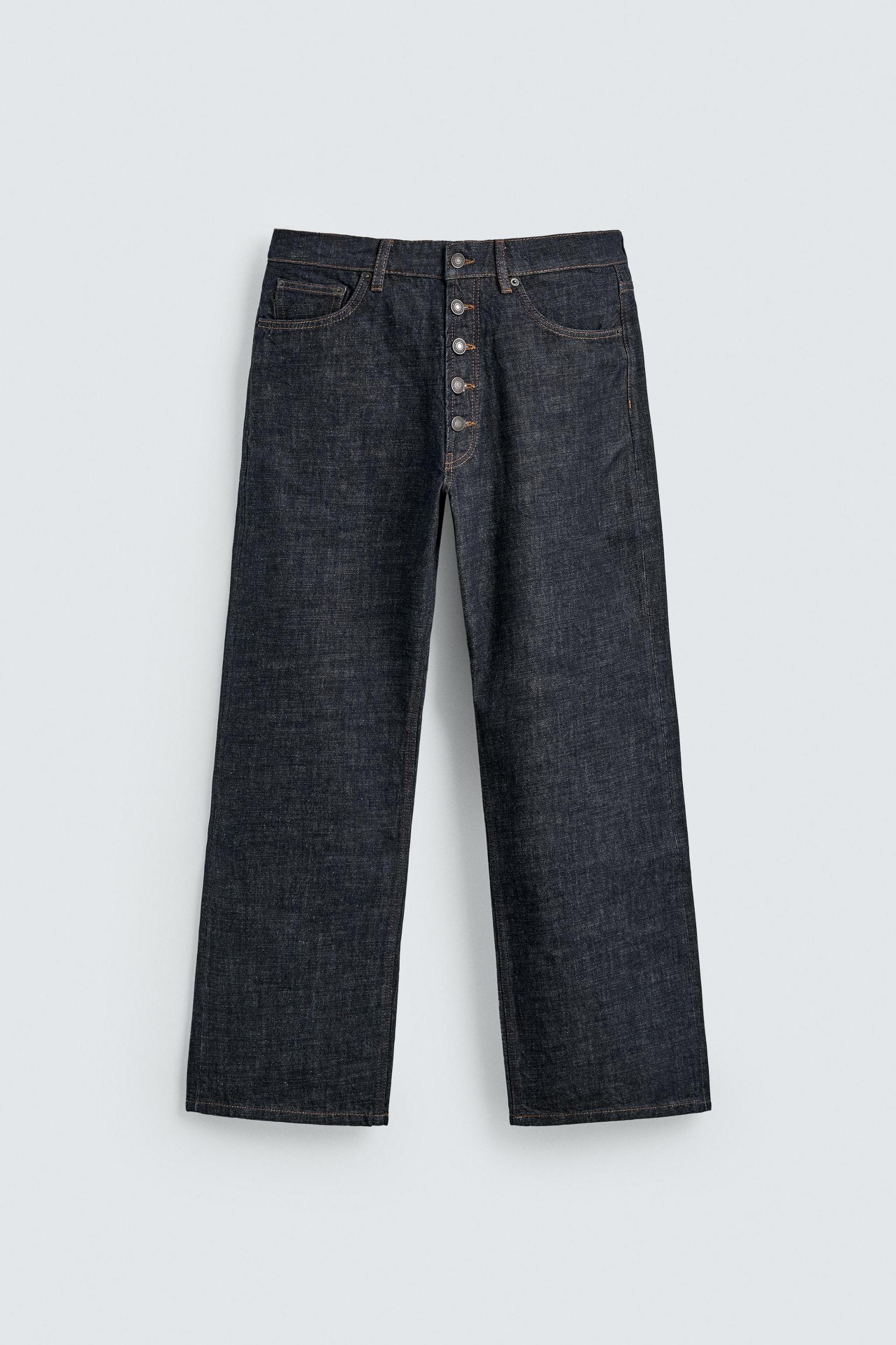 BUTTON-FRONT LOOSE FIT JEANS Product Image
