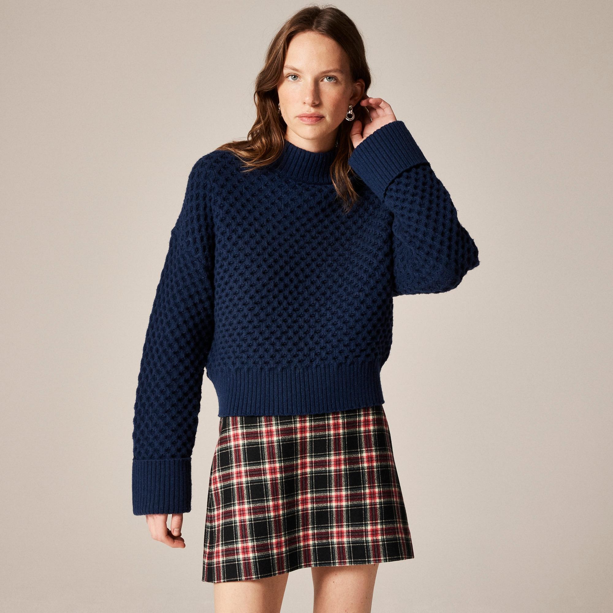 Honeycomb mockneck sweater in wool blend Product Image