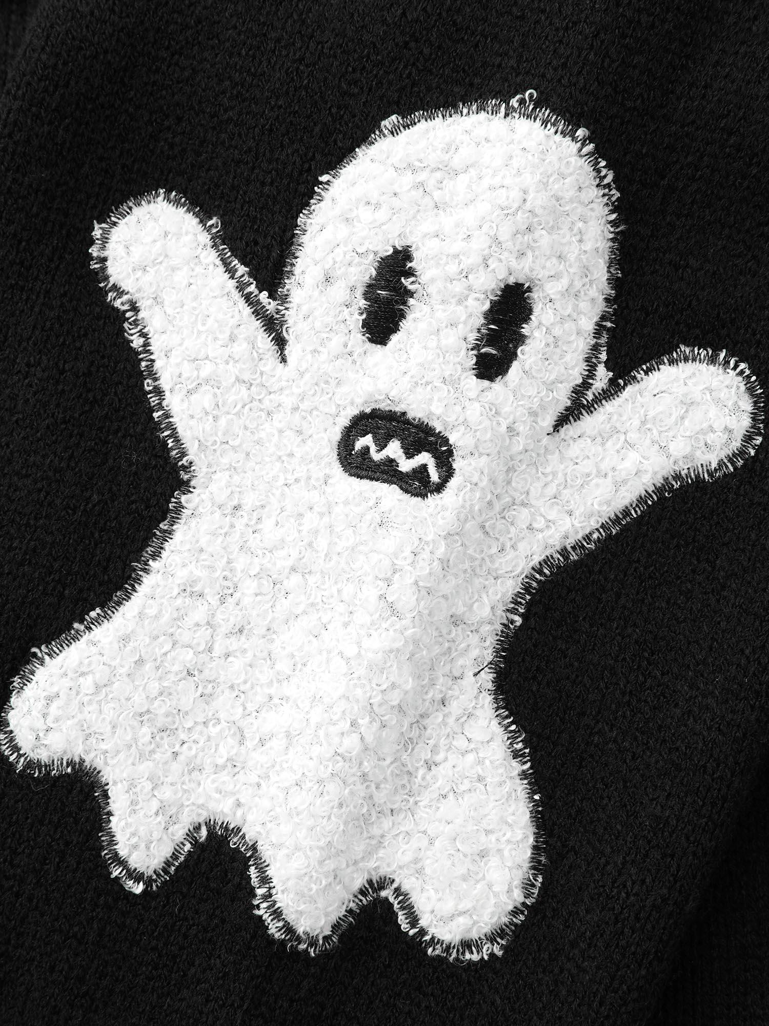 Pumpkin Ghost Embroidery Open Cardigan Female Product Image