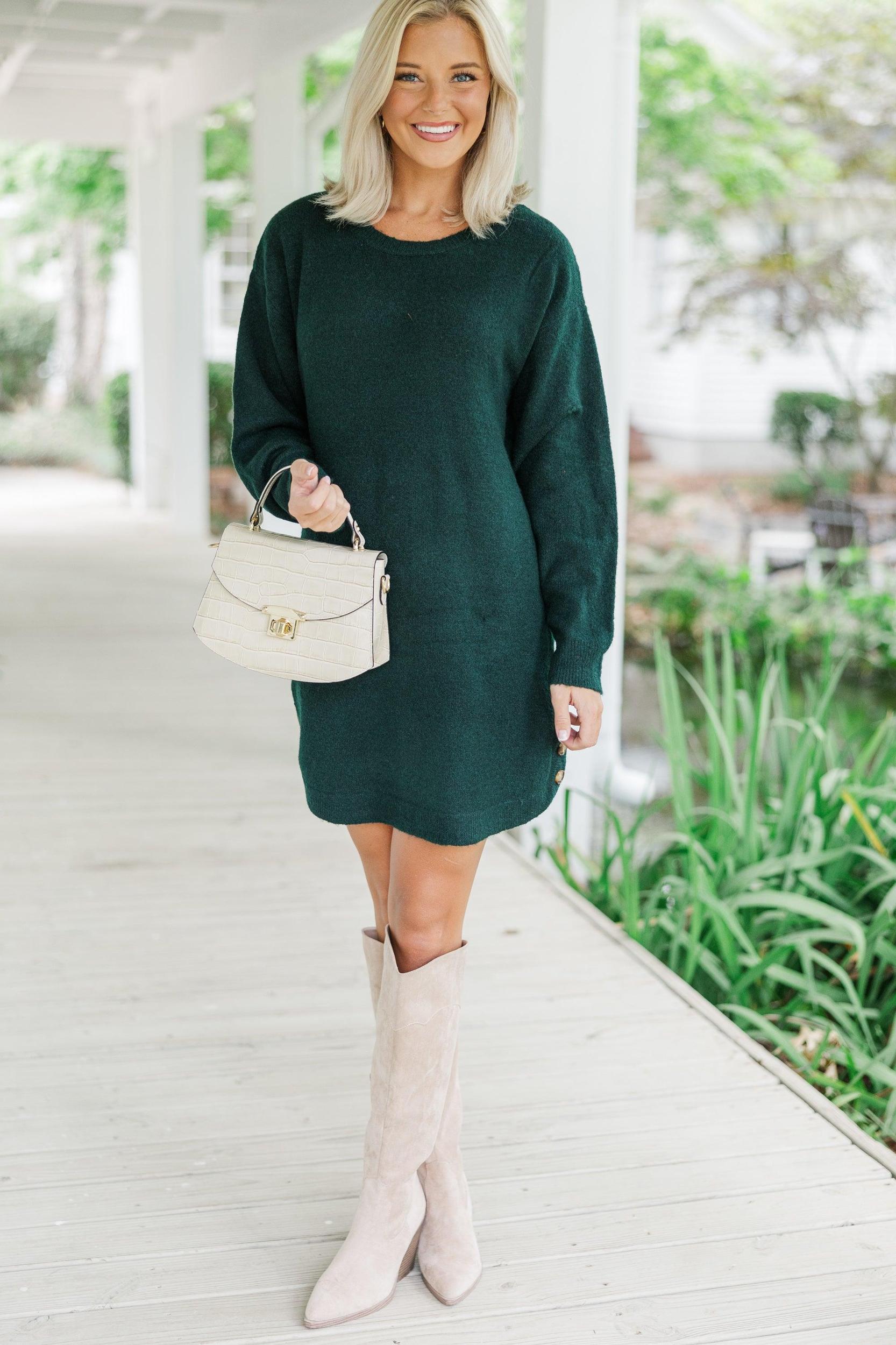 Feeling Your Best Emerald Green Sweater Dress Female Product Image