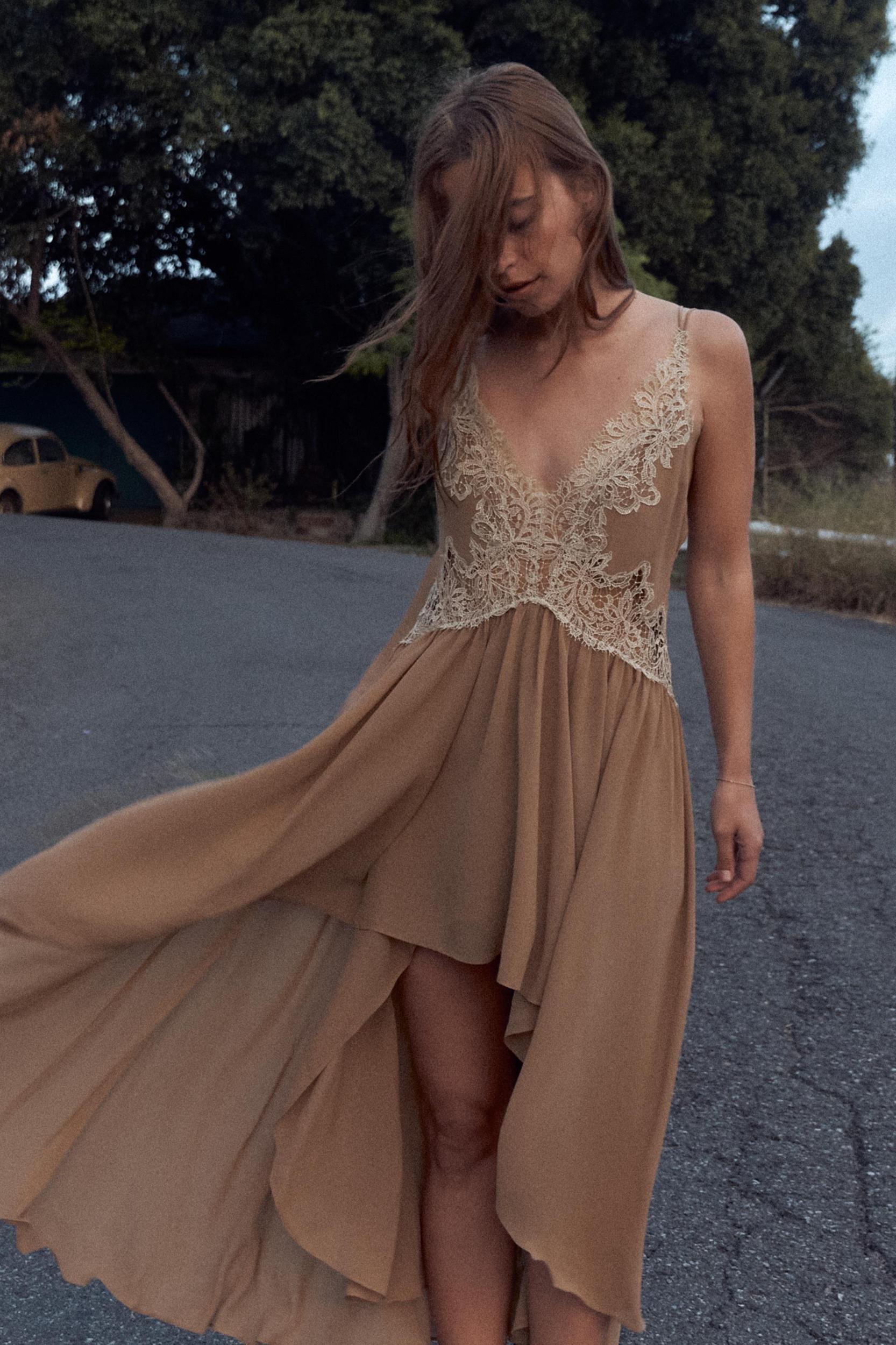 ASYMMETRIC LACE RUFFLE DRESS Product Image