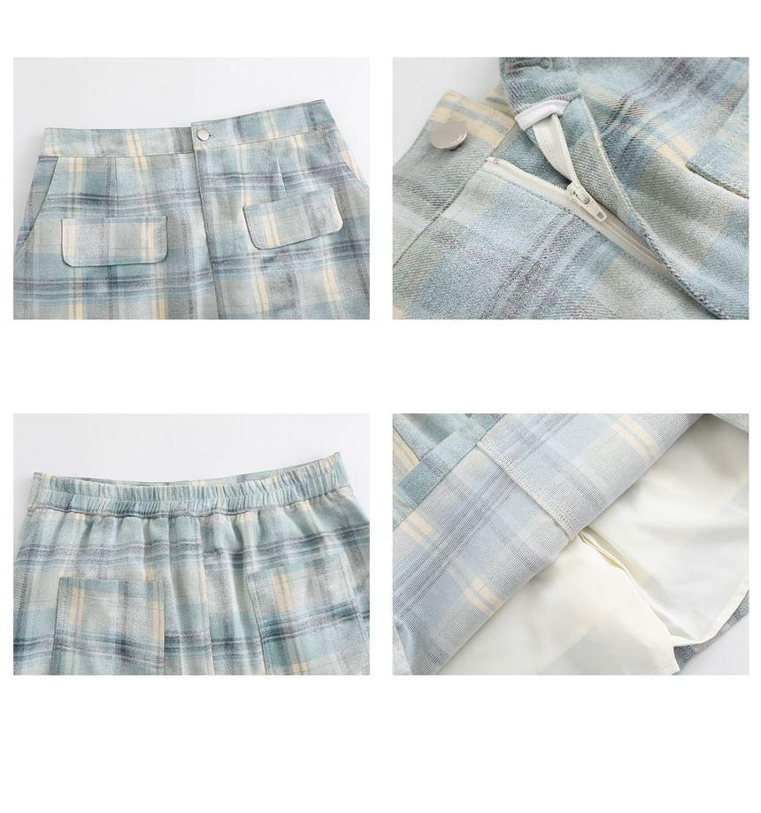 Plus Size High Rise Plaid Mini A-Line Skirt Product Image