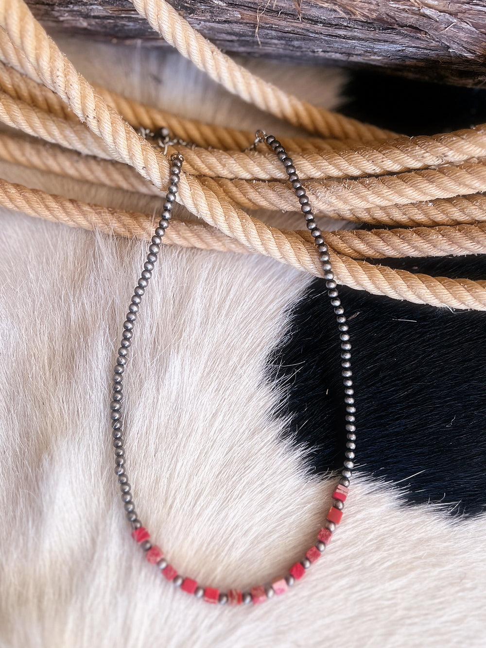 Red Navajo Pearl Gemstone Necklace Product Image