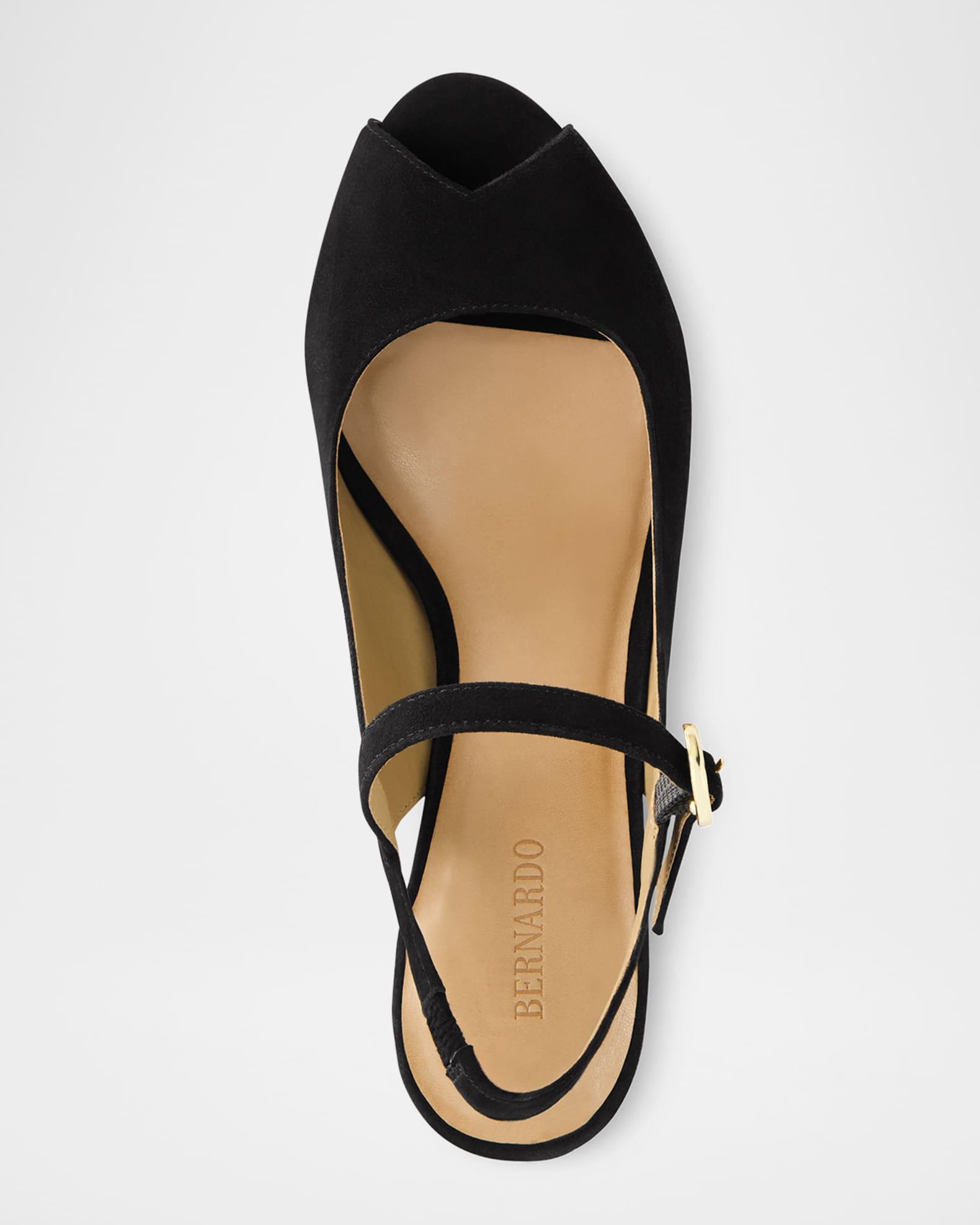 Suede Mary Jane Peep Slingback Pumps Product Image