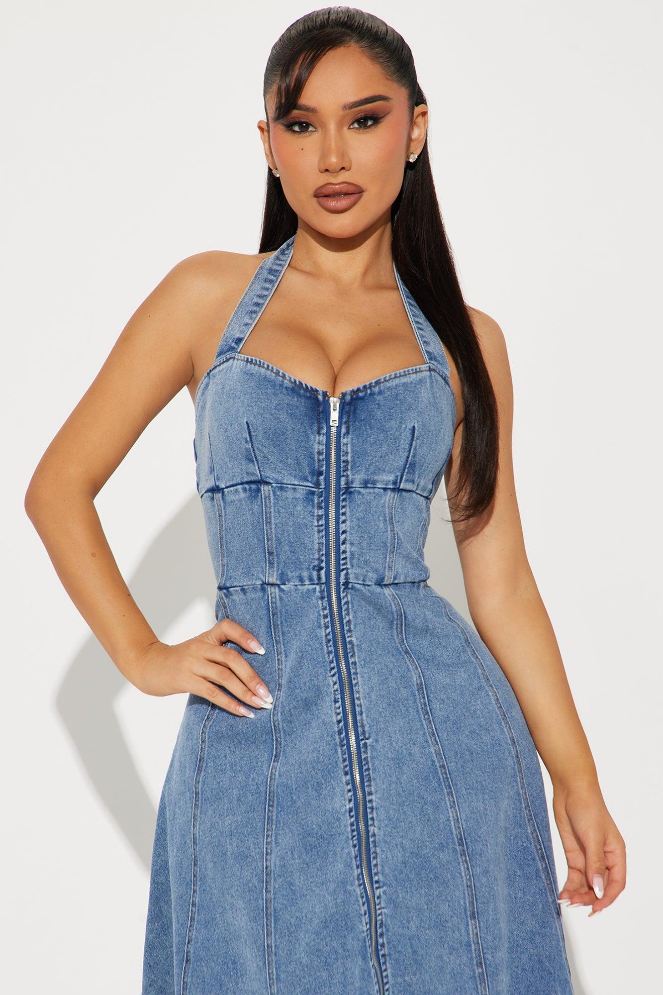 Haley Denim Maxi Dress - Medium Wash Product Image