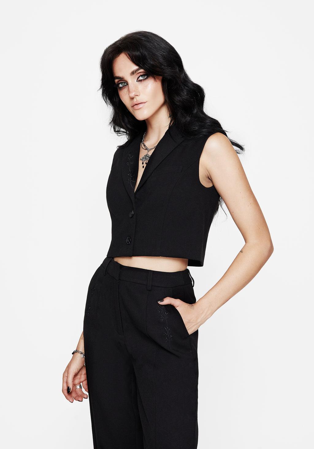 Thora Embroidered Crop Waistcoat Product Image