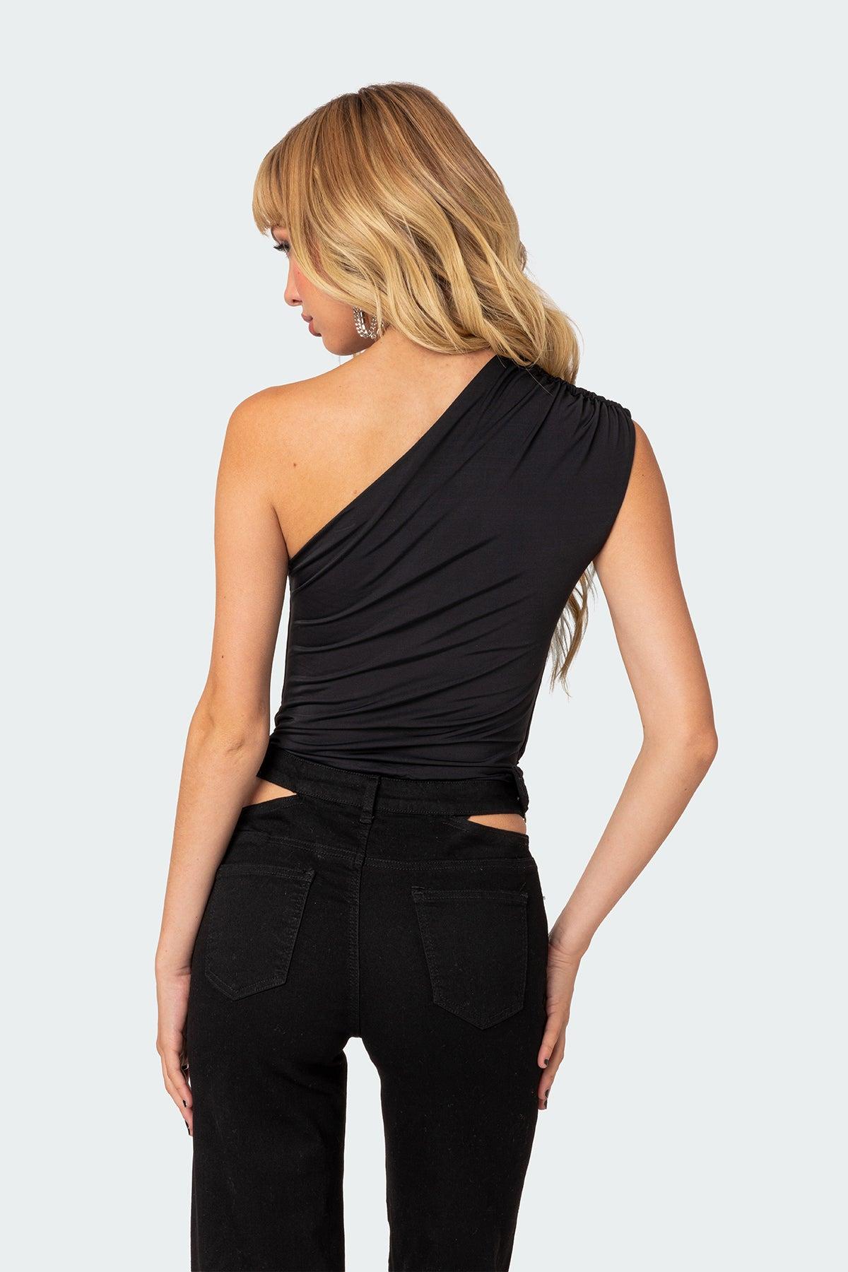 Tabby Gathered One Shoulder Bodysuit Product Image