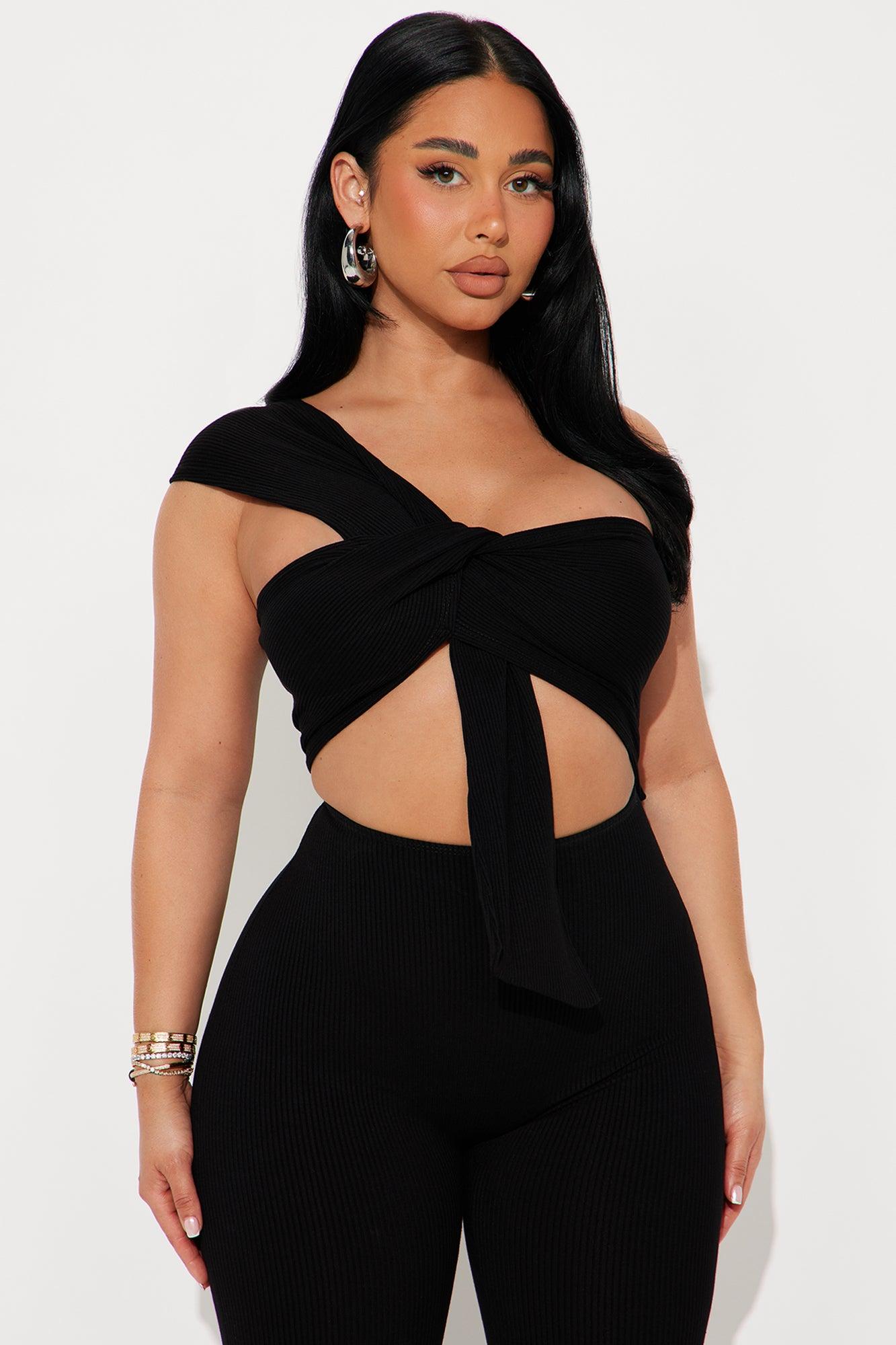 Date Night Ribbed Flare Jumpsuit - Black Product Image