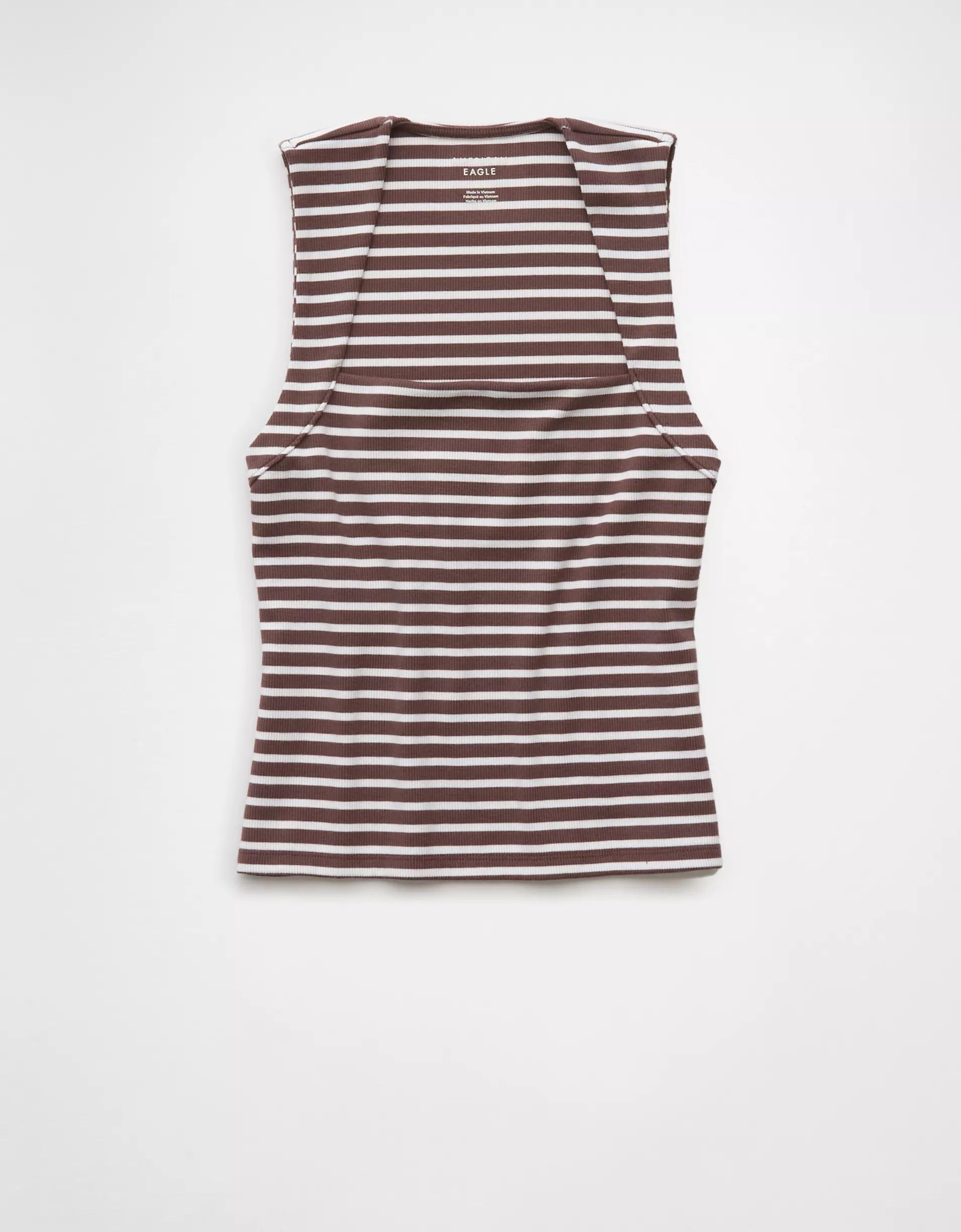 AE Sleeveless Square Neck Striped Top Product Image