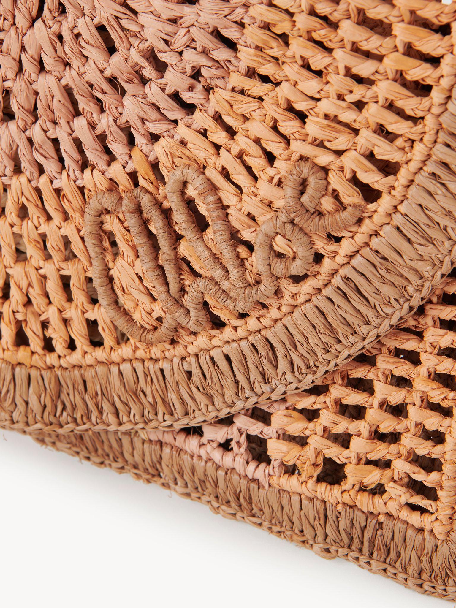 Summer Banana flat pouch with strap in raffia Product Image