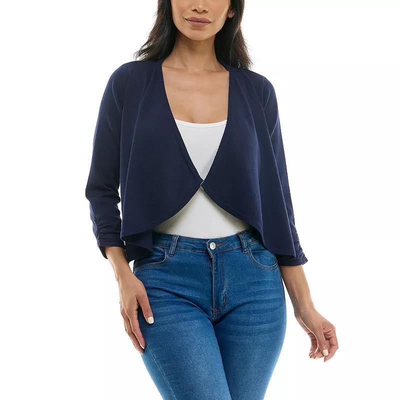 Women's Nina Leonard Shirred Cascading Front Long Sleeve Cardigan Sweater, Size: XL, Ivory Product Image