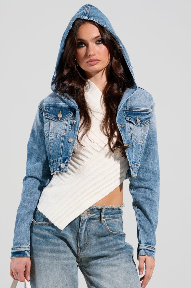 SITTING PRETTY FUR TRIM DENIM JACKET Product Image