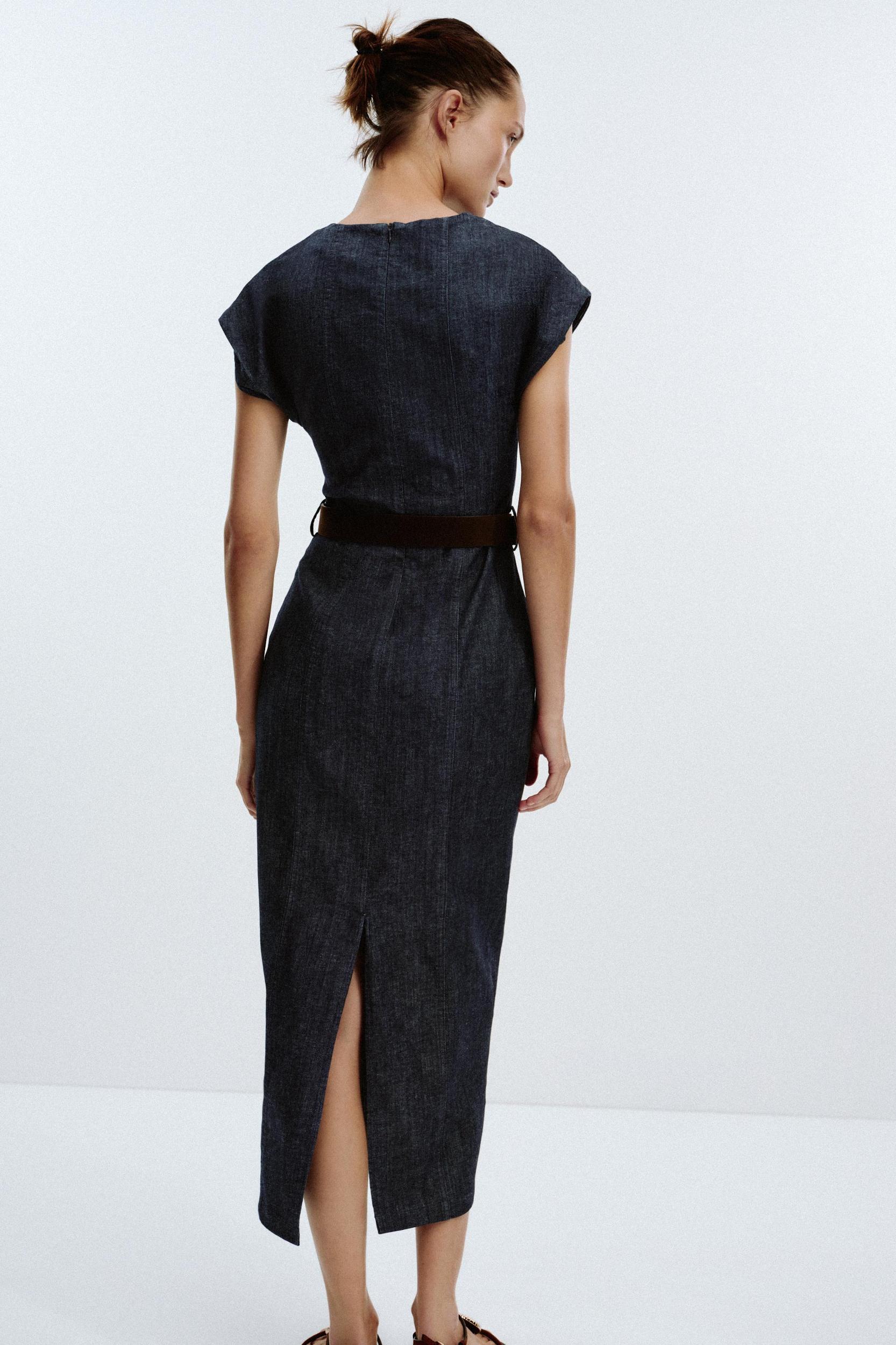 BELTED FITTED MIDI DRESS Product Image