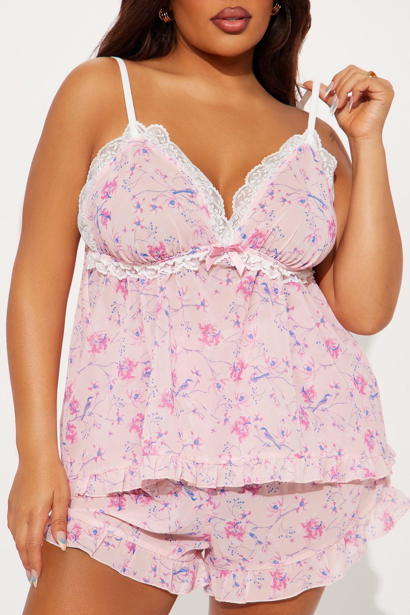 Just Lovely Chiffon Cami PJ Short Set - Pink Female Product Image