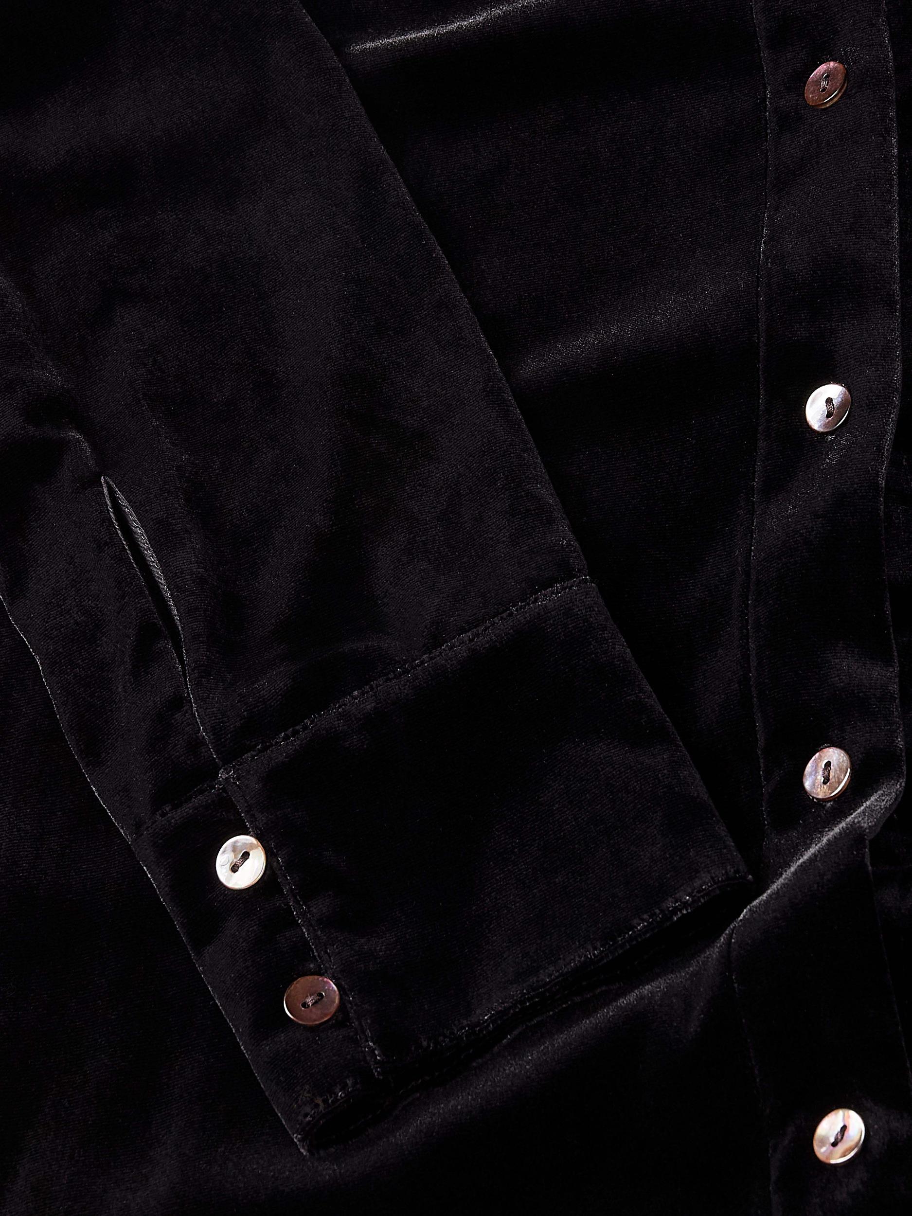 Stretch Silk Velvet Riley Midi Dress - Black Female Product Image