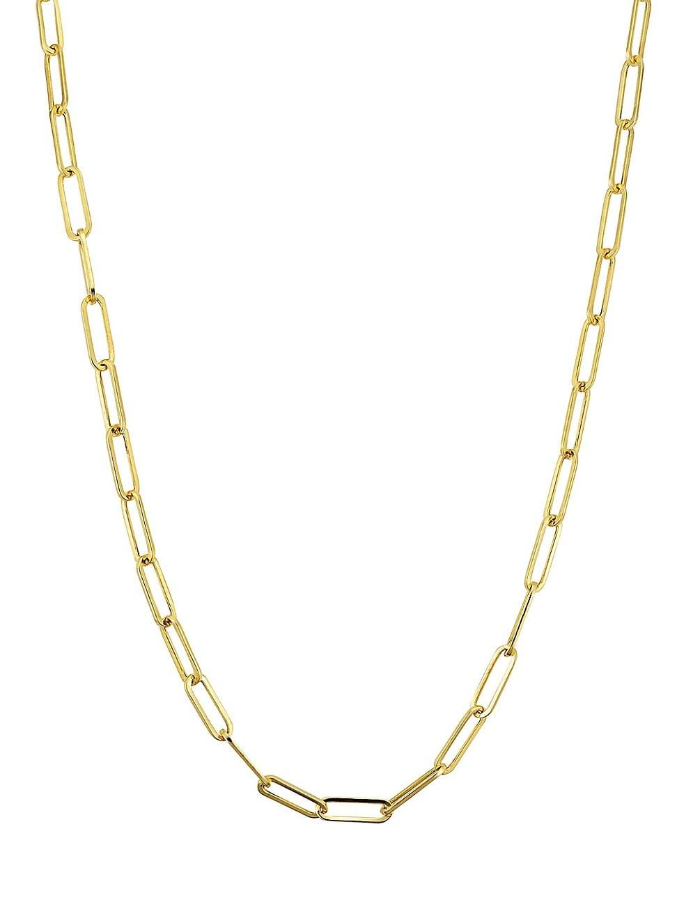 Womens 14K Yellow Solid Gold Venice Link Necklace Product Image
