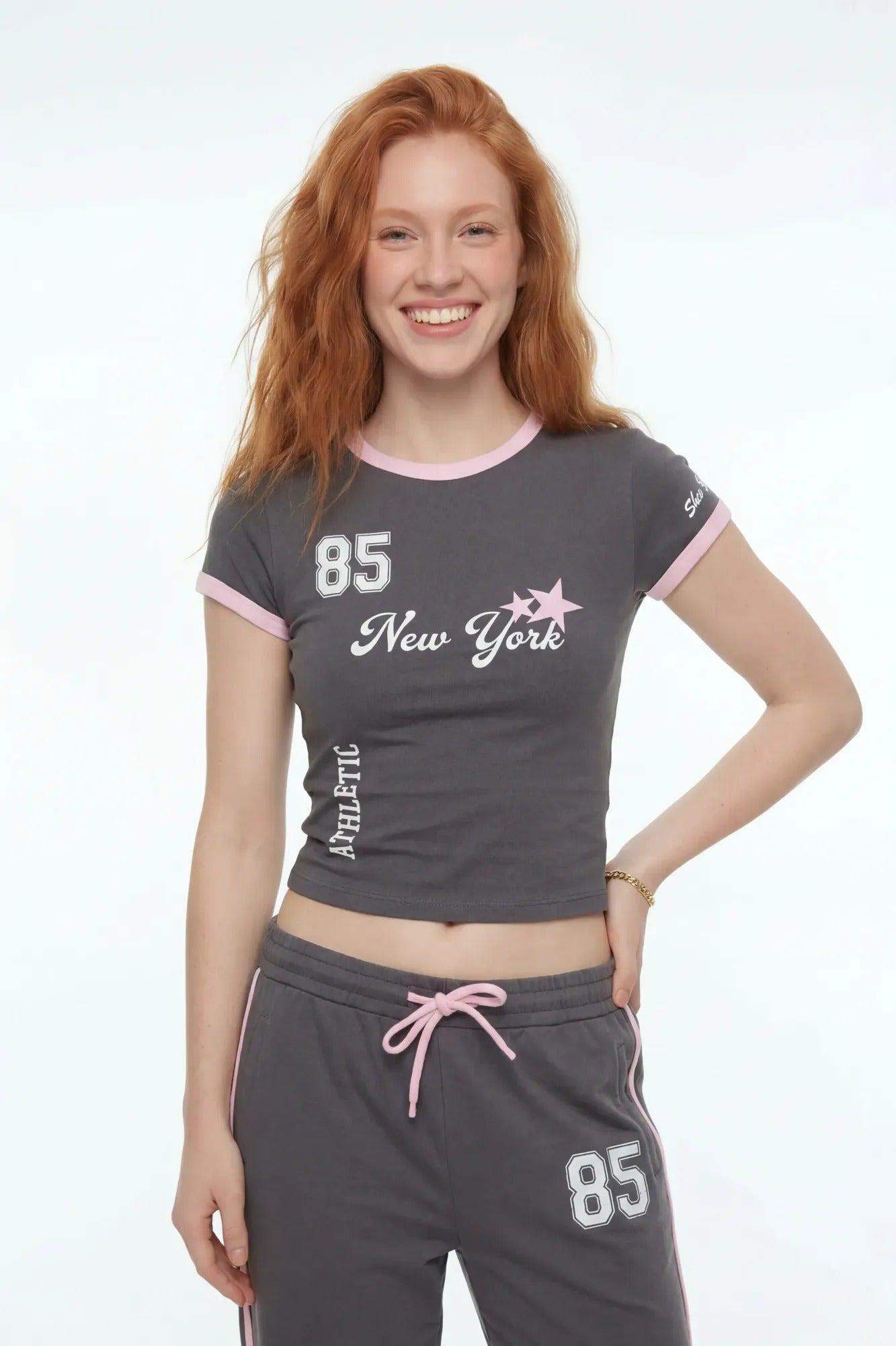 New York Graphic T-Shirt & Wide Leg Pant Set Female Product Image