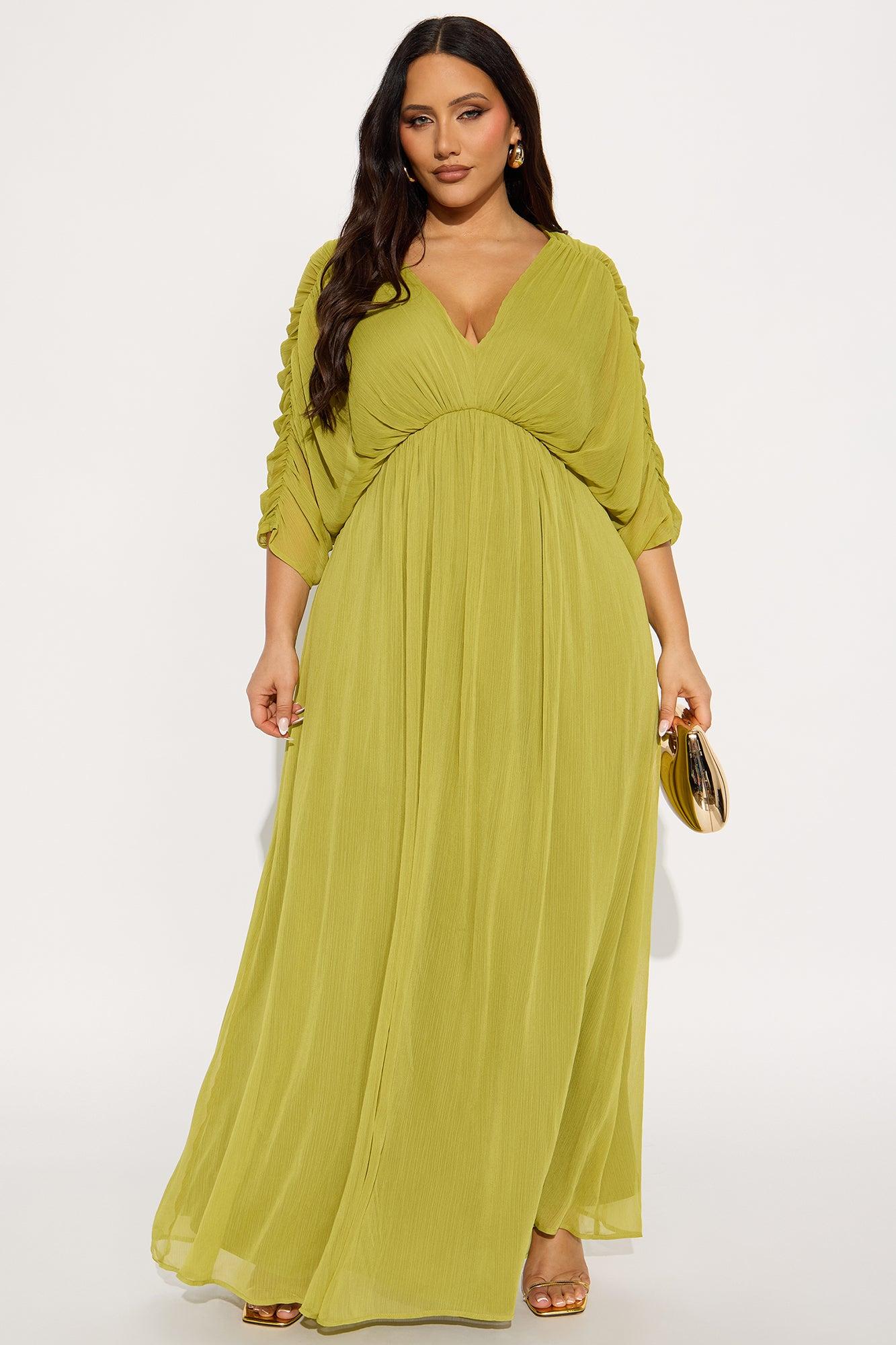 Amaya Chiffon Maxi Dress - Chartreuse Female Product Image