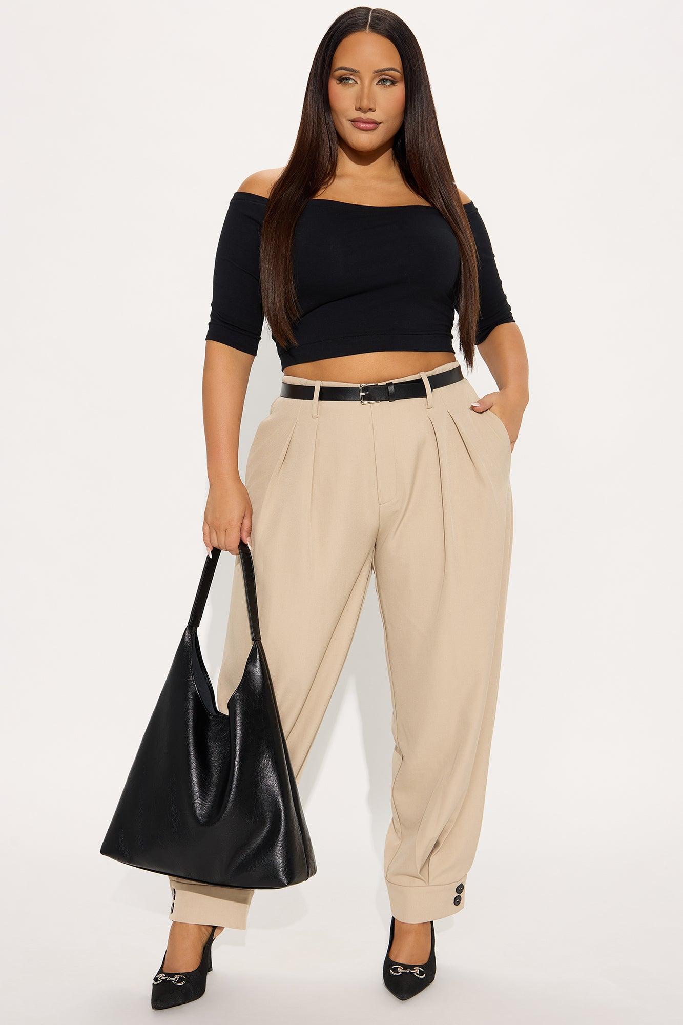Helena Belted Trouser Pant - Khaki Product Image