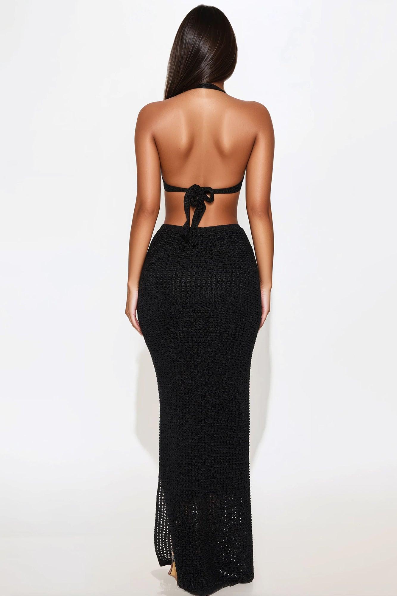 Dora Crochet Maxi Dress - Black Product Image