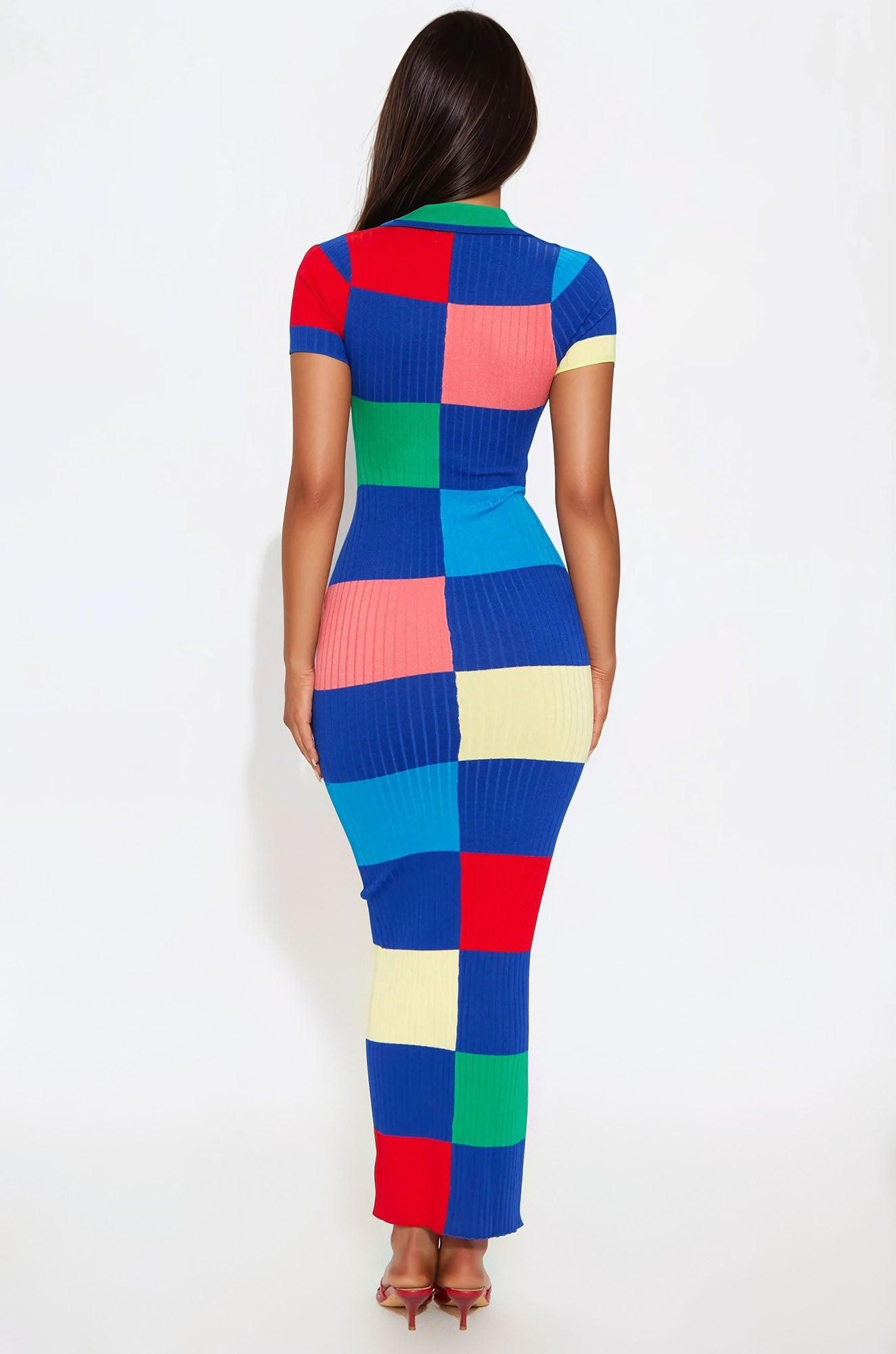 Rachel Collared Maxi Dress - Multi Color Product Image