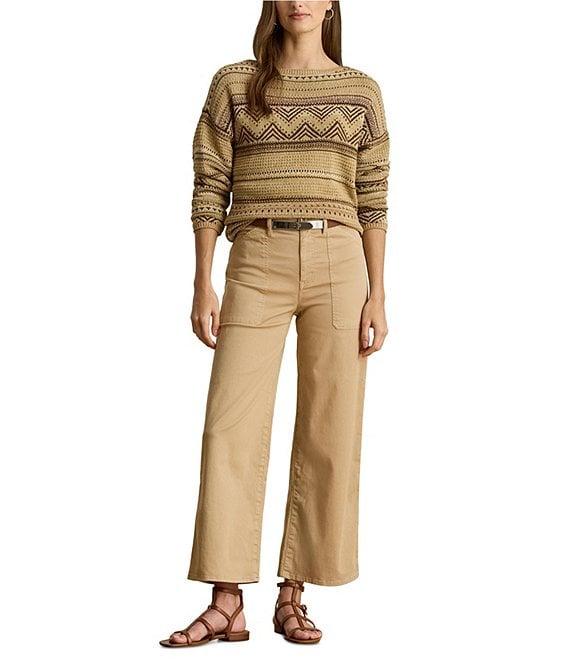 Lauren Ralph Lauren Stretch Cotton Chino Wide-Leg Cropped Pants Product Image