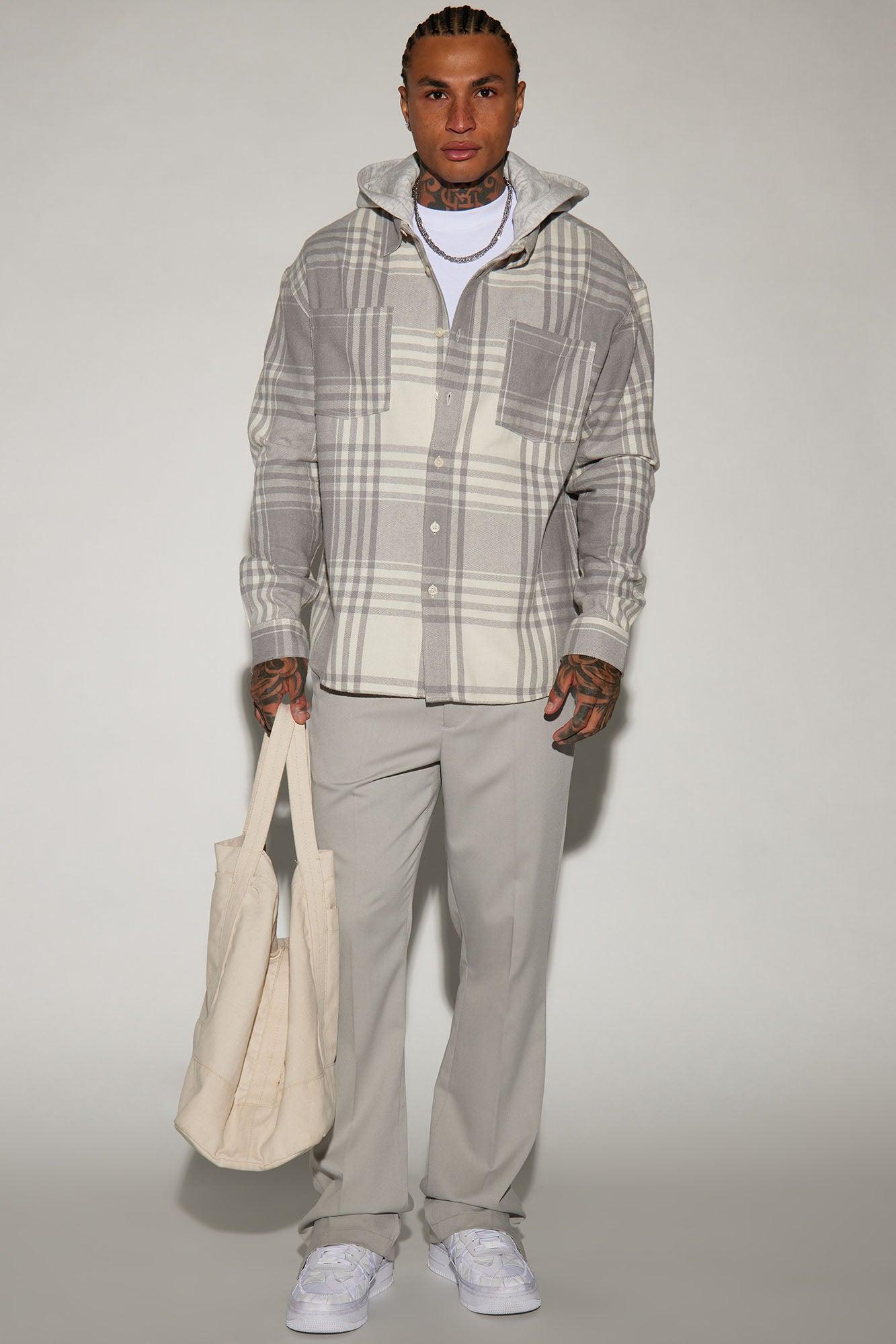 Time Gon Tell Hooded Oversized Shacket - Grey/combo Product Image