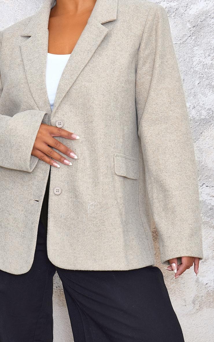 Plus Taupe Wool Look Brushed Tailored Blazer Product Image