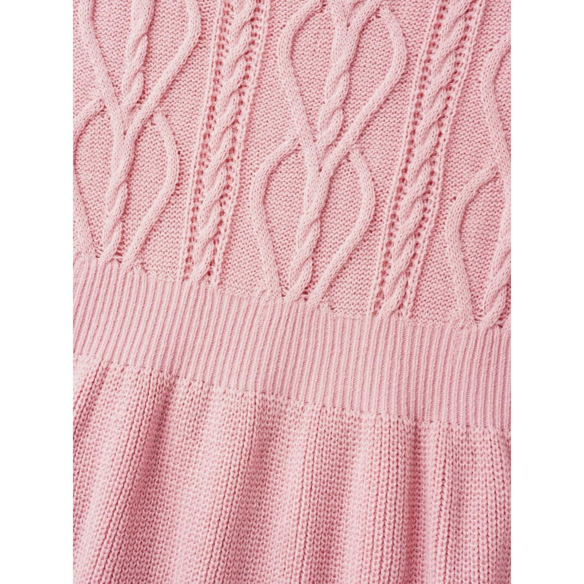 Plus Size Textured Cable-Knit Waist Cinched Pullover Nudepink Women Romantic Bodycon Long Sleeve Round Neck Elegant Pullovers BloomChic 18-20/2X Product Image