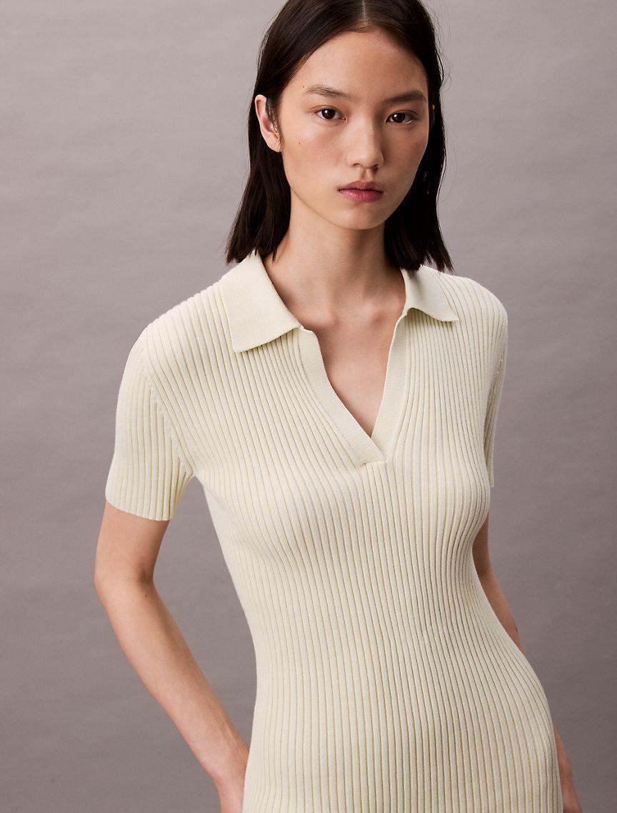 Cotton Rib Polo Mini Dress Product Image