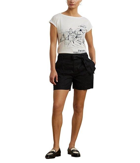 Lauren Ralph Lauren Cotton Blend Jersey Boat Neck Short Sleeve Graphic T-Shirt Product Image
