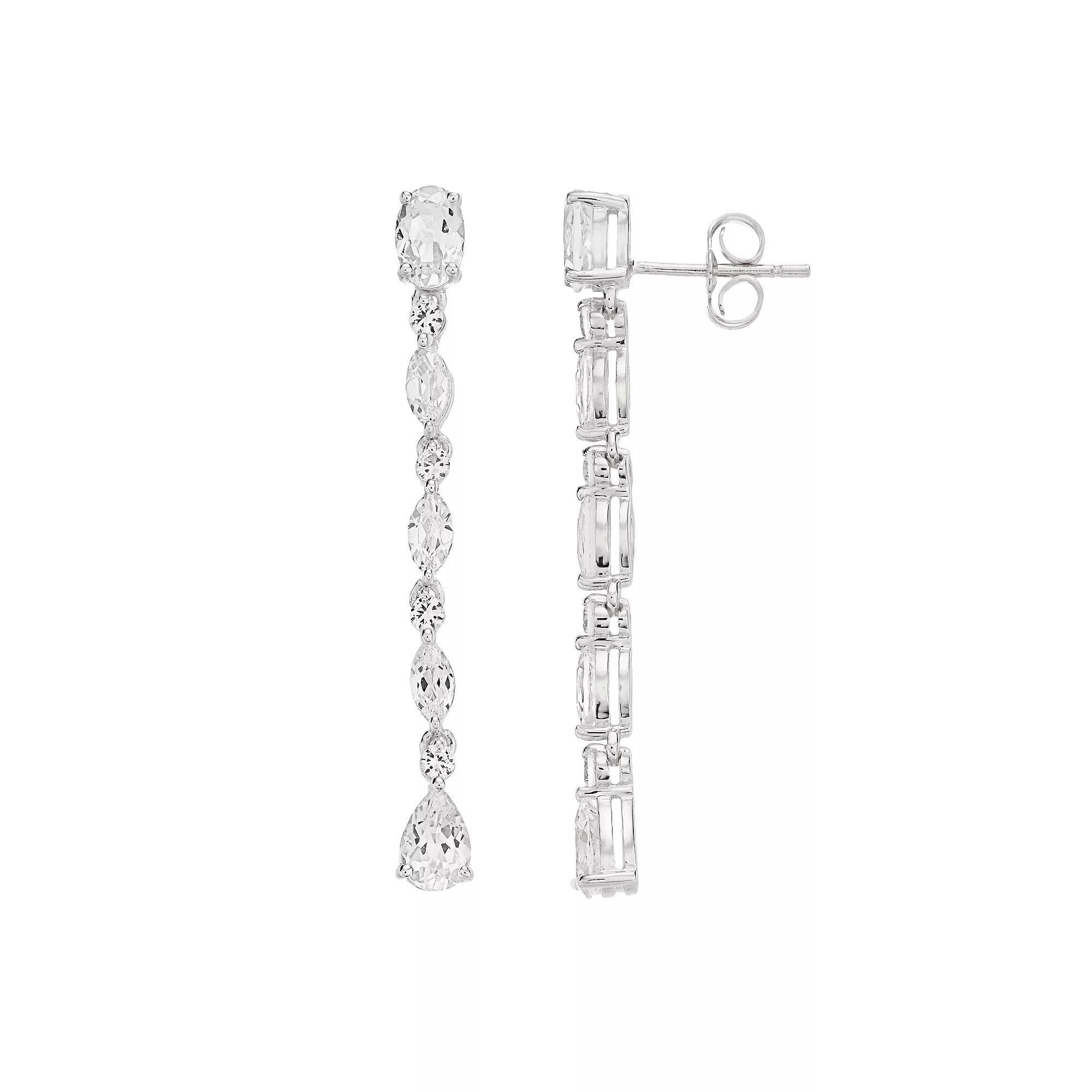 Sterling Silver 3 7/8 Carat Lab-Created White Sapphire Drop Earrings, Women's Product Image