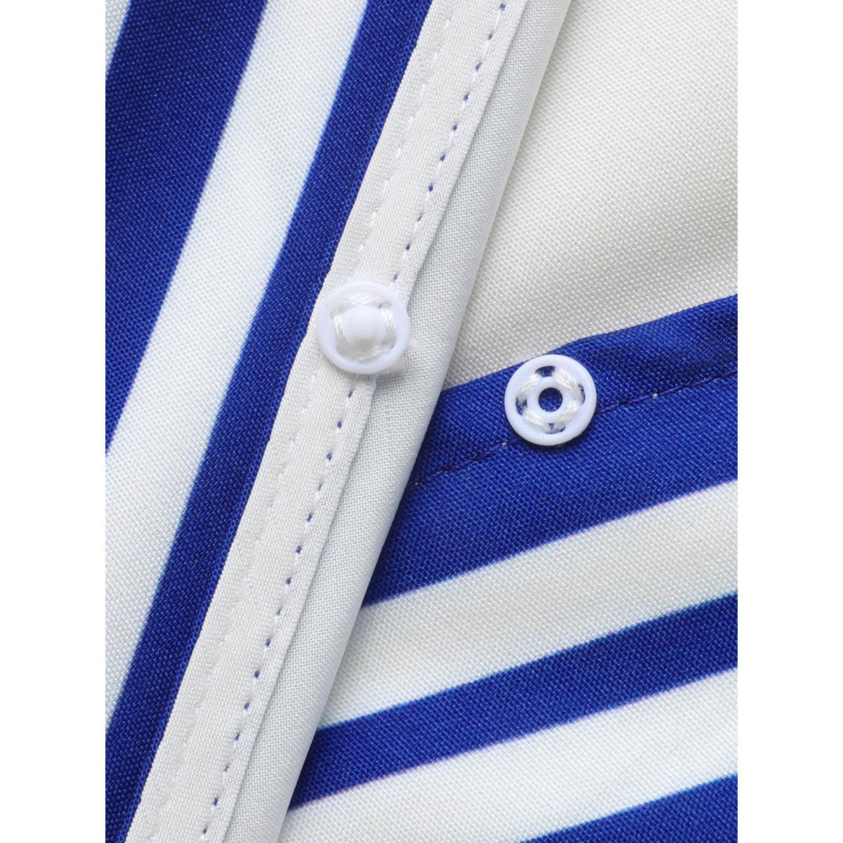 Plus Size Floral Patchwork Striped Wrap Cap Sleeve Dress Mediumblue Women Elegant Belted V-neck Cap Sleeve Curvy BloomChic 14-16/1X Product Image