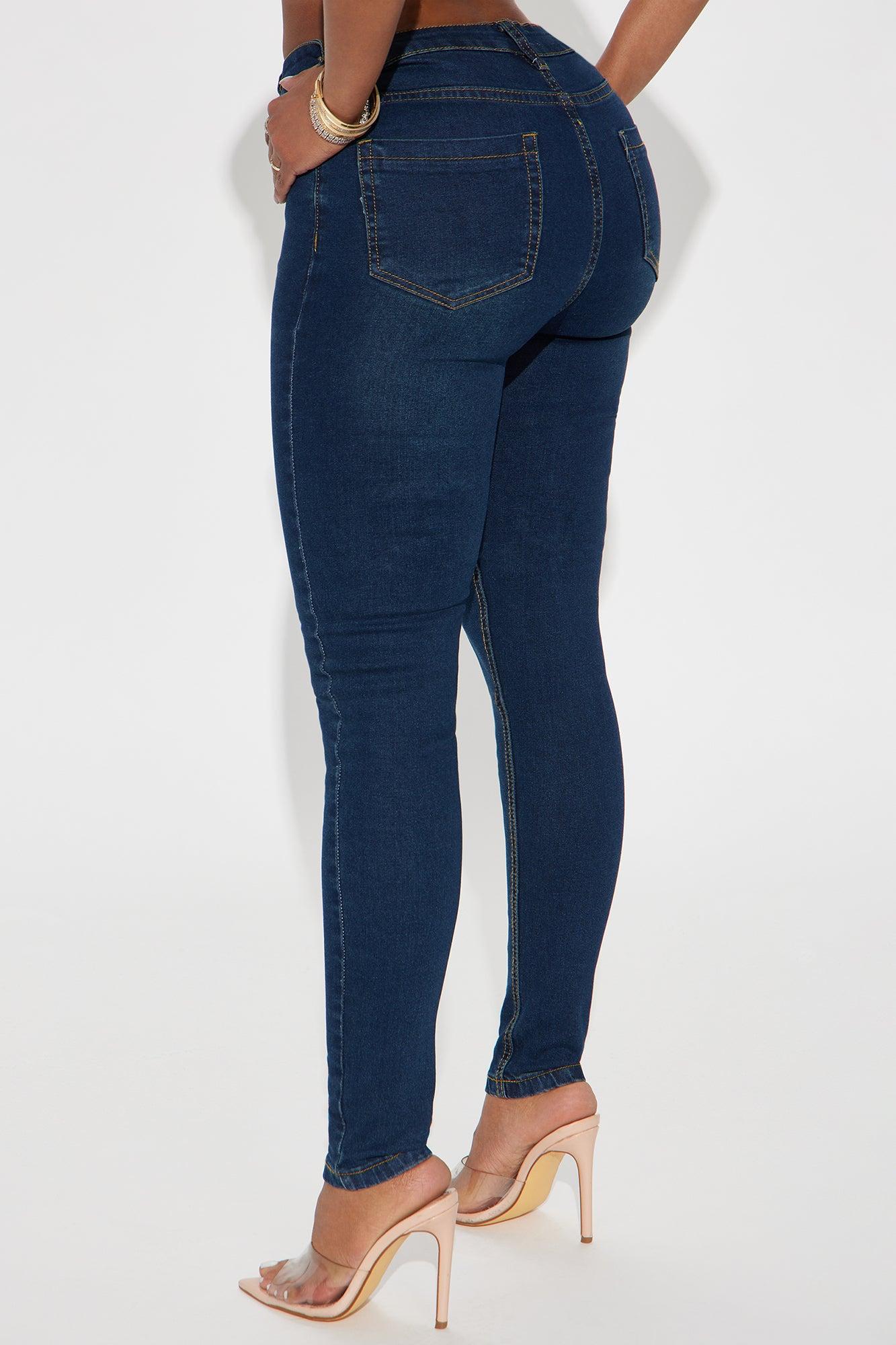 Bailey Buttonfront Stretch Skinny Jeans - Dark Wash Product Image