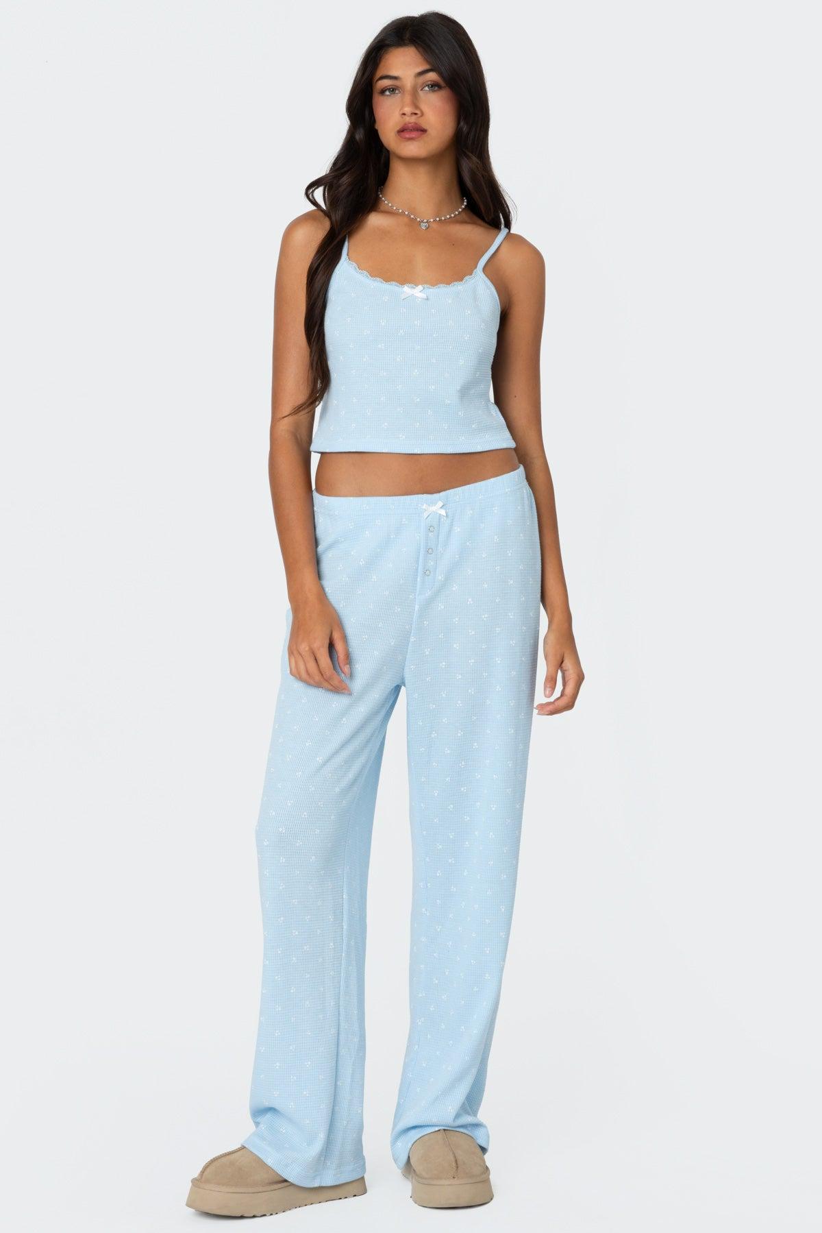 Petal Printed Waffle Pants Product Image