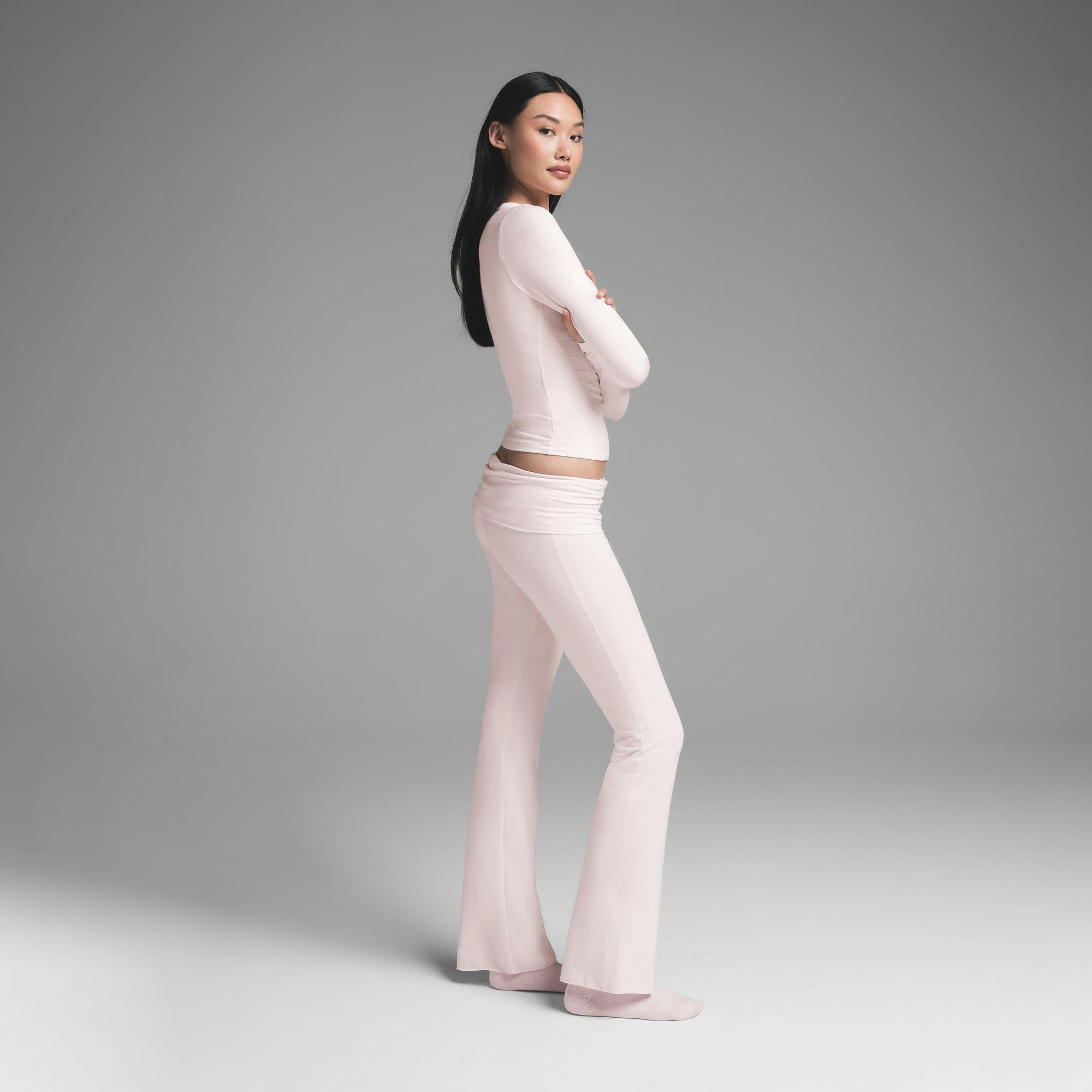 COTTON JERSEY FOLDOVER PANT | BARELY PINK Product Image