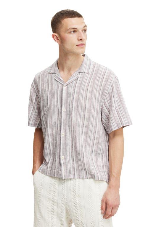 Cotton On Men's Box Fit Short Sleeve Shirt in Pink Multi Stripe at Nordstrom, Size Large Product Image