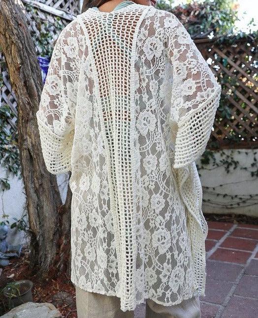 Floral Lace Textured Kimono Product Image