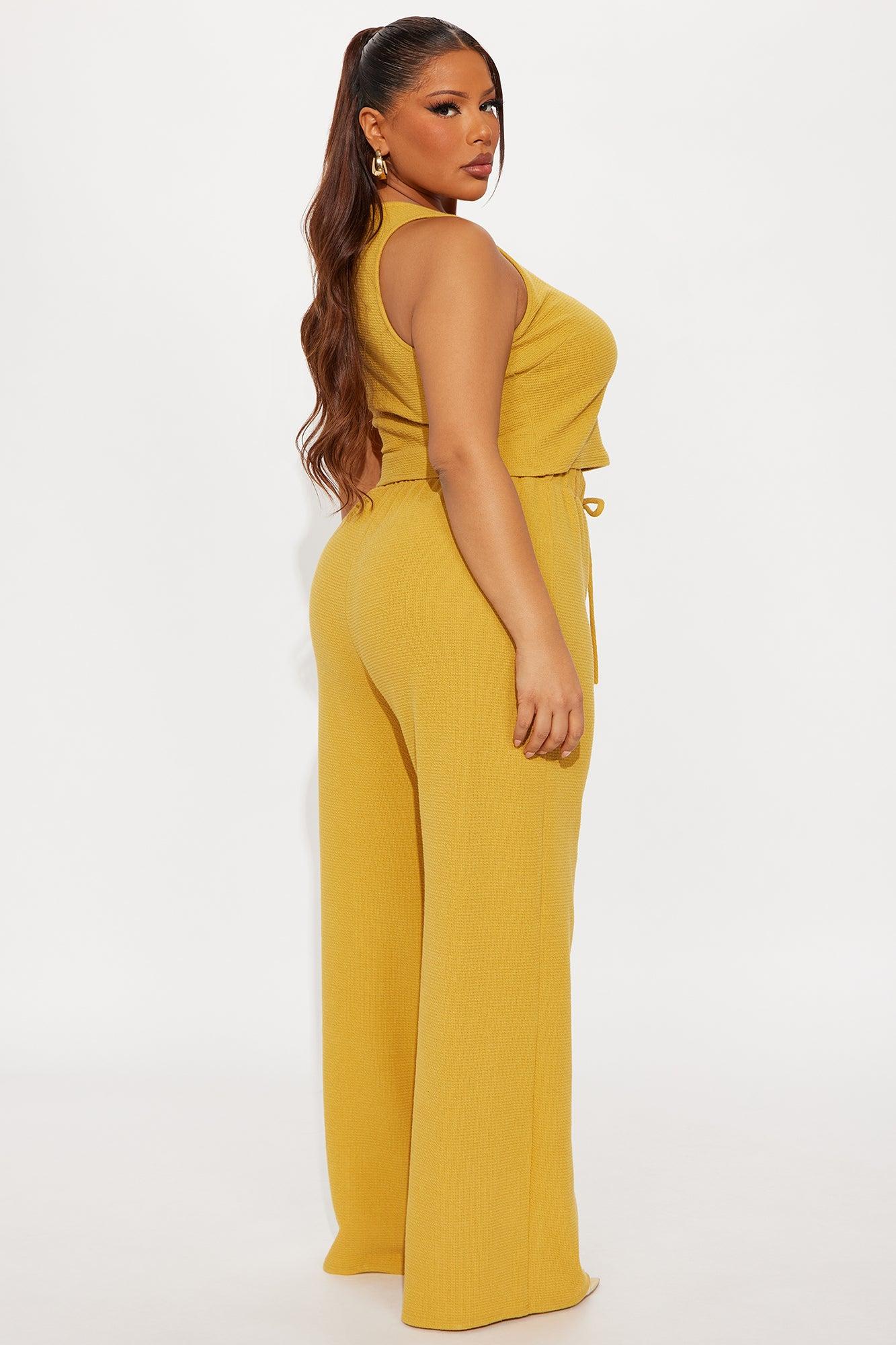 Alana Textured Wide Leg Pant Set - Mustard Female Product Image