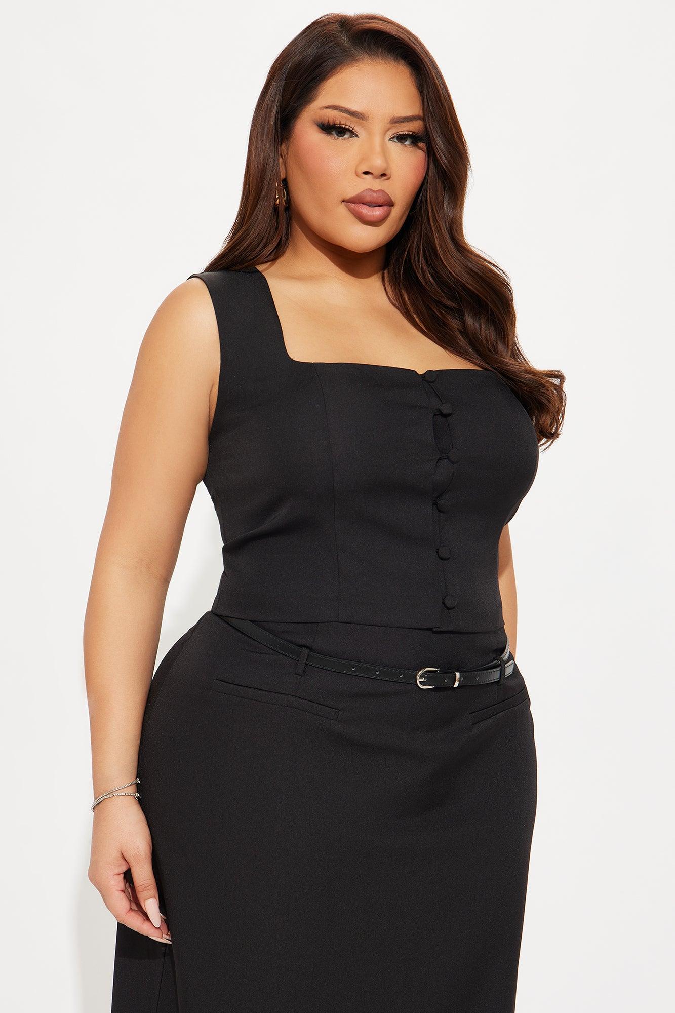 Myla Vest And Pencil Skirt Set - Black Product Image