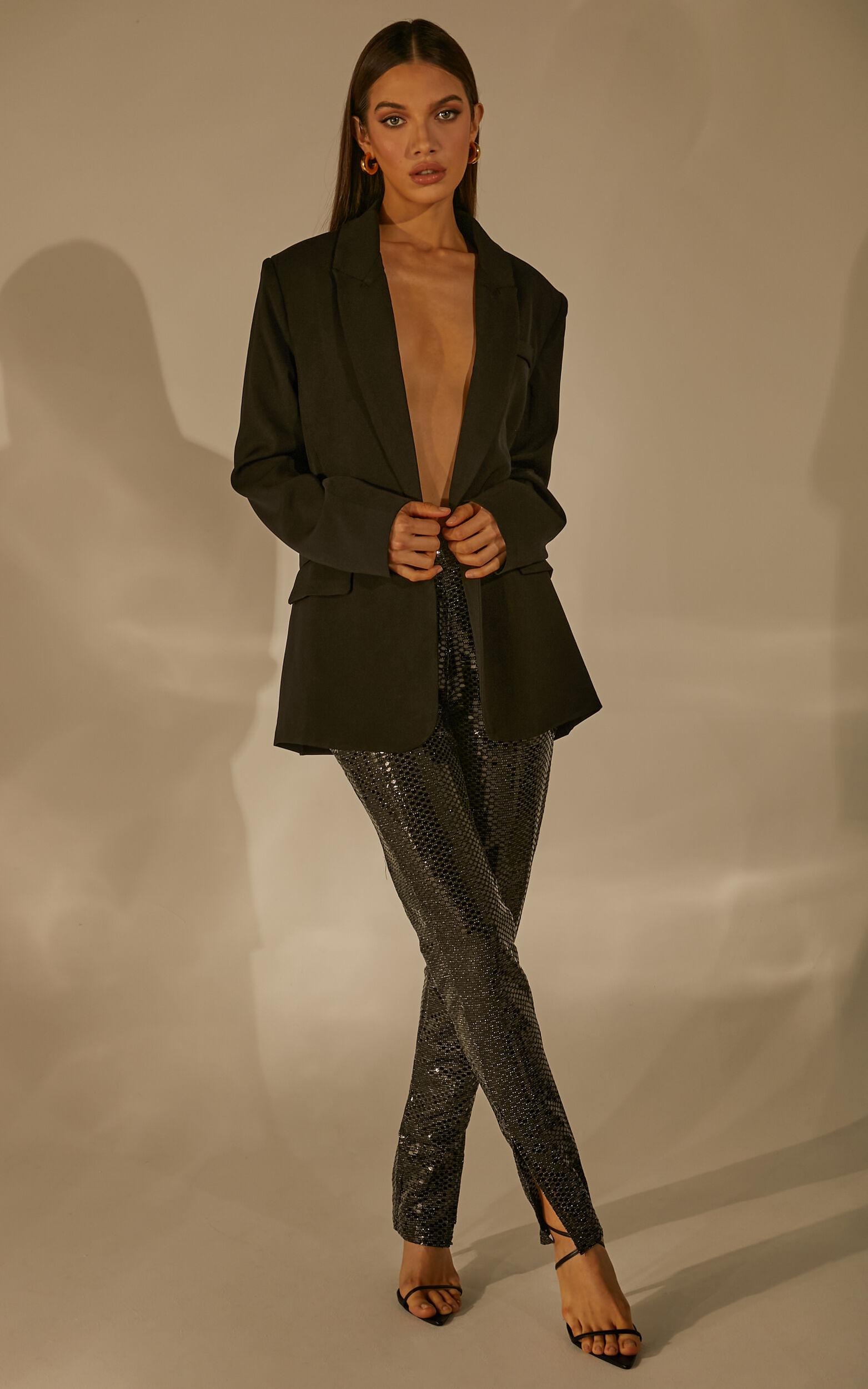 Deola Pant - Sequin High Waisted Skinny Leg in Black Product Image