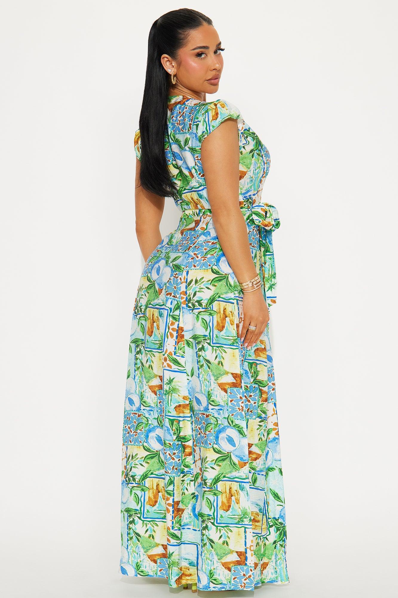 Mariella Wrap Maxi Dress - Blue/combo Product Image