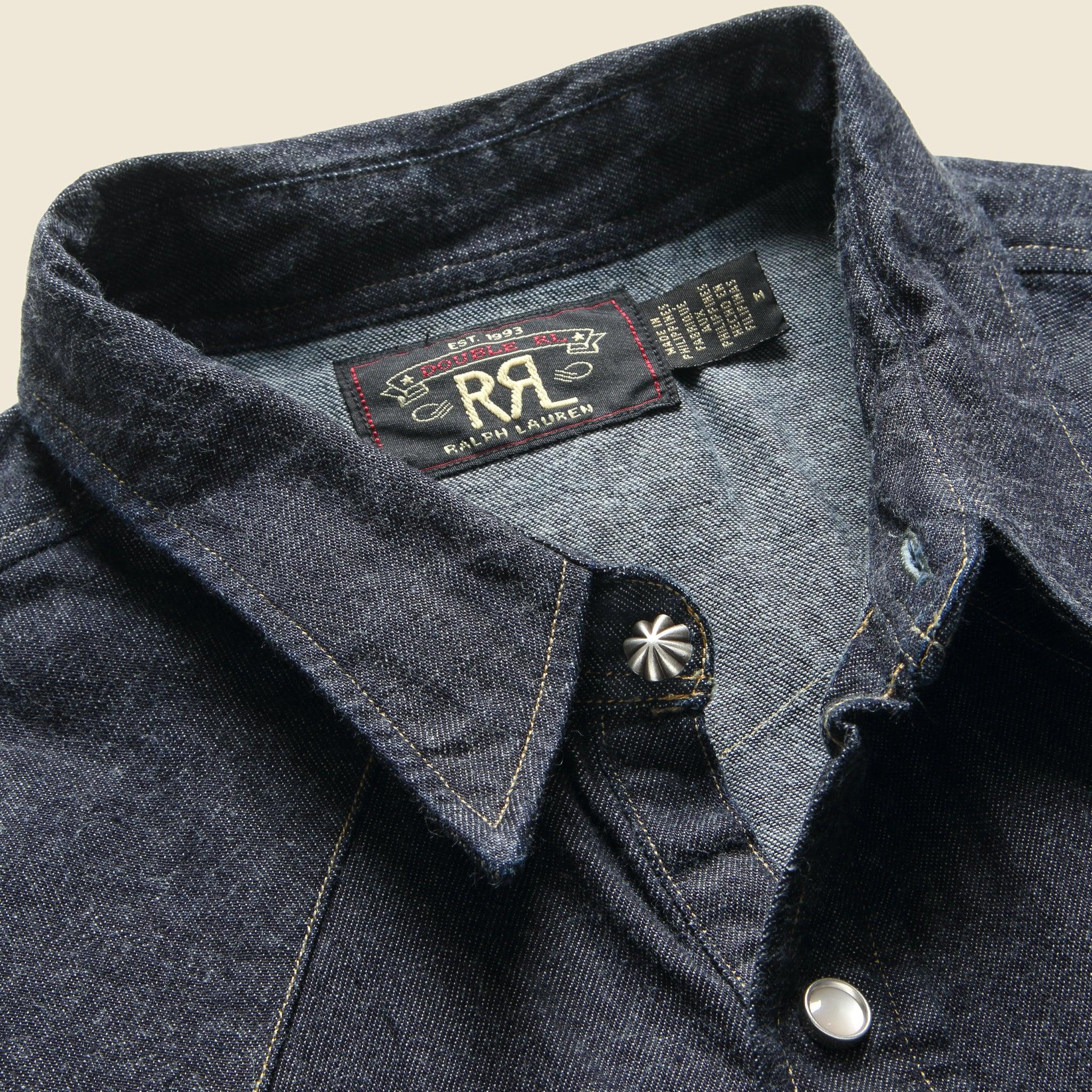 Slim Fit Denim Western Shirt - Rinse Product Image