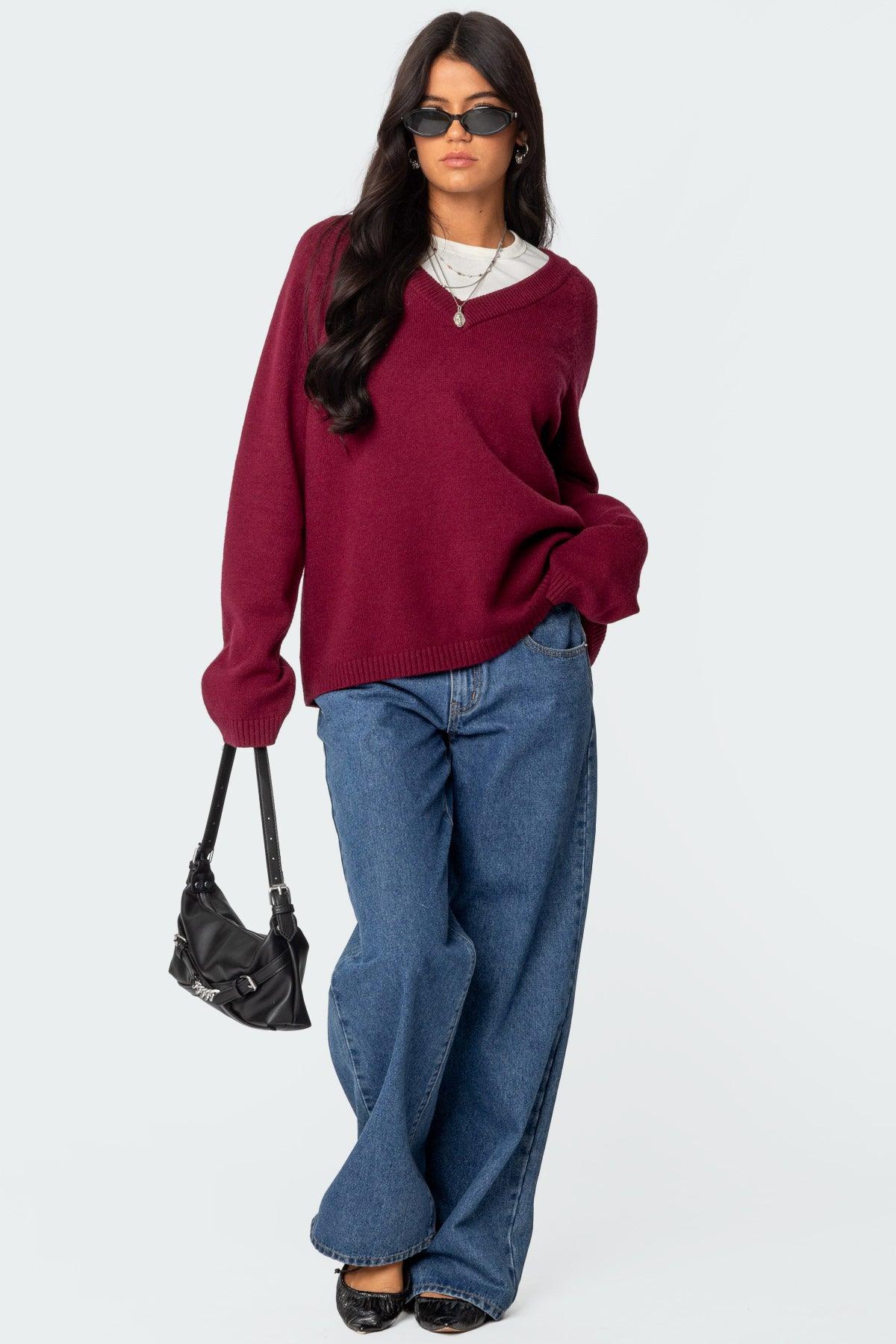 Martha Oversized V Neck Sweater Product Image